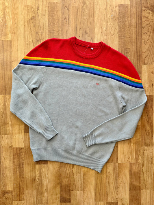 Vintage 1980s/90s OP Rainbow Striped Crewneck Sweater | XL