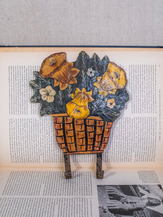 Vintage Metal Tole-Style Daffodil Cut-Out Wall Hanging