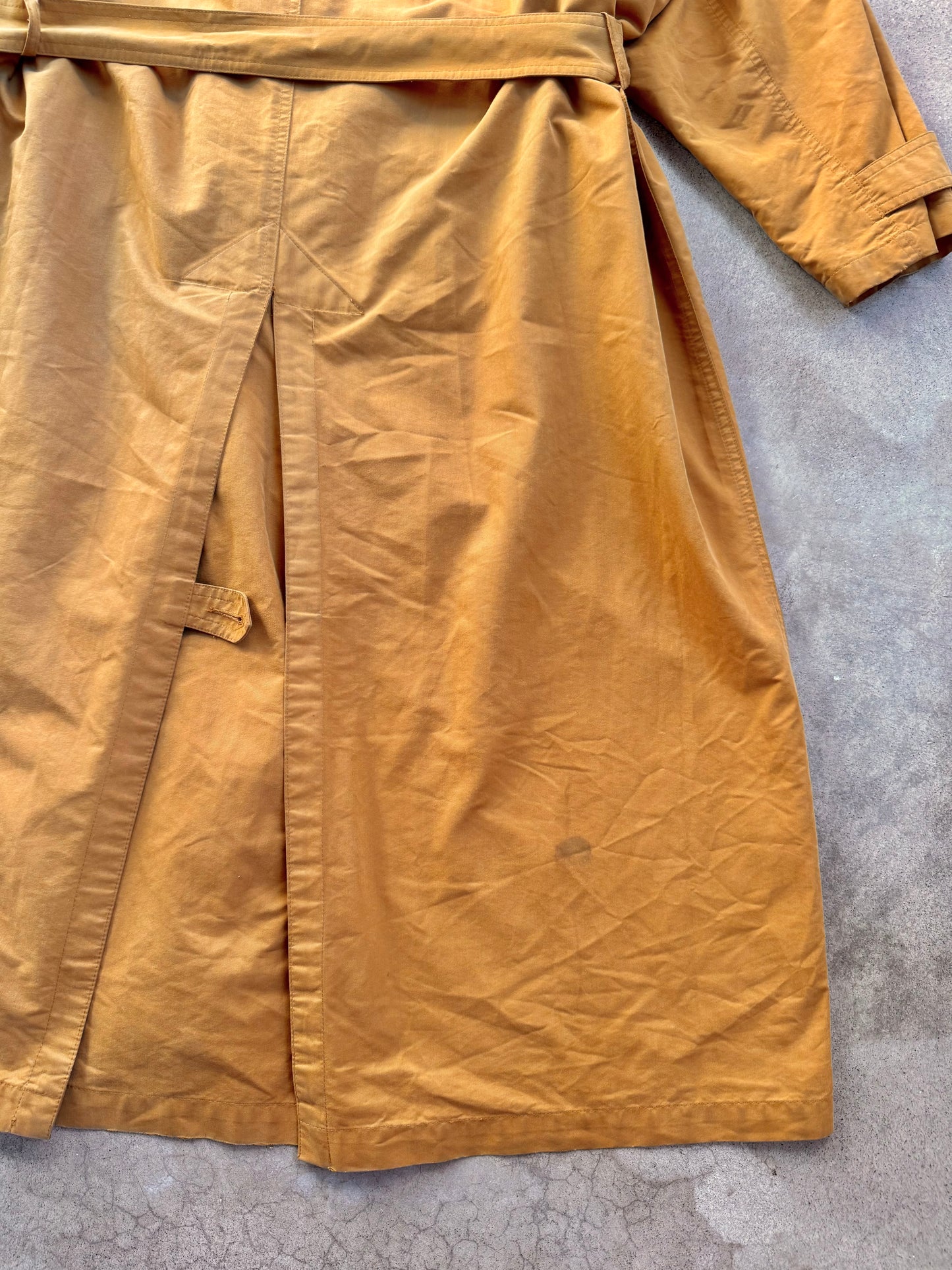 Vintage 1980s Country Road Mustard Belted Trench Coat | Small