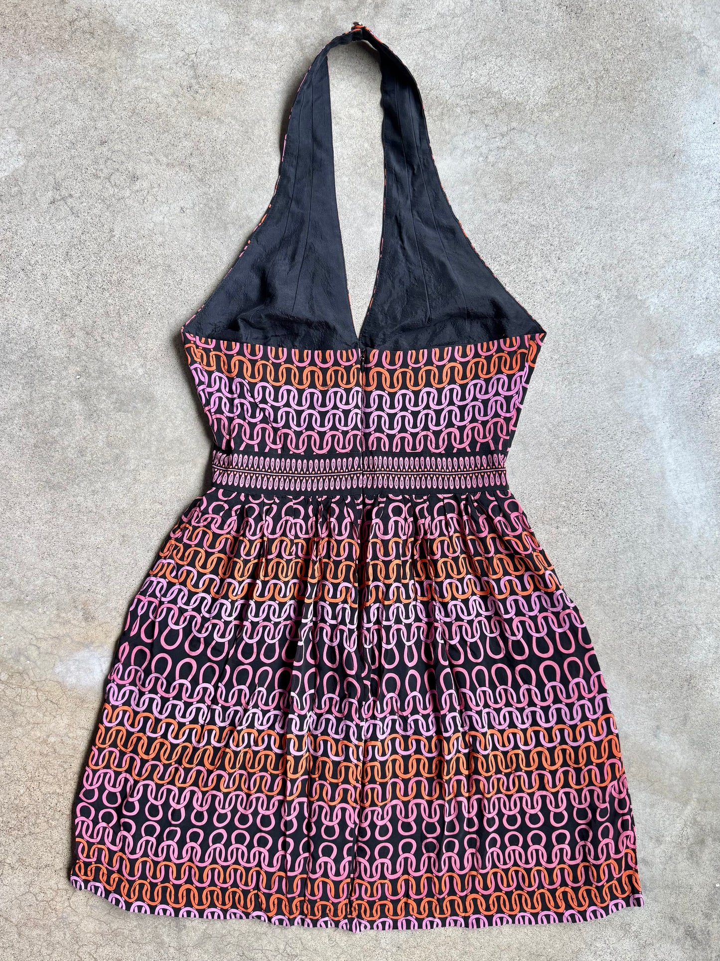 Trina Turk Campania Loop Pattern Silk Halter Dress | XS/S