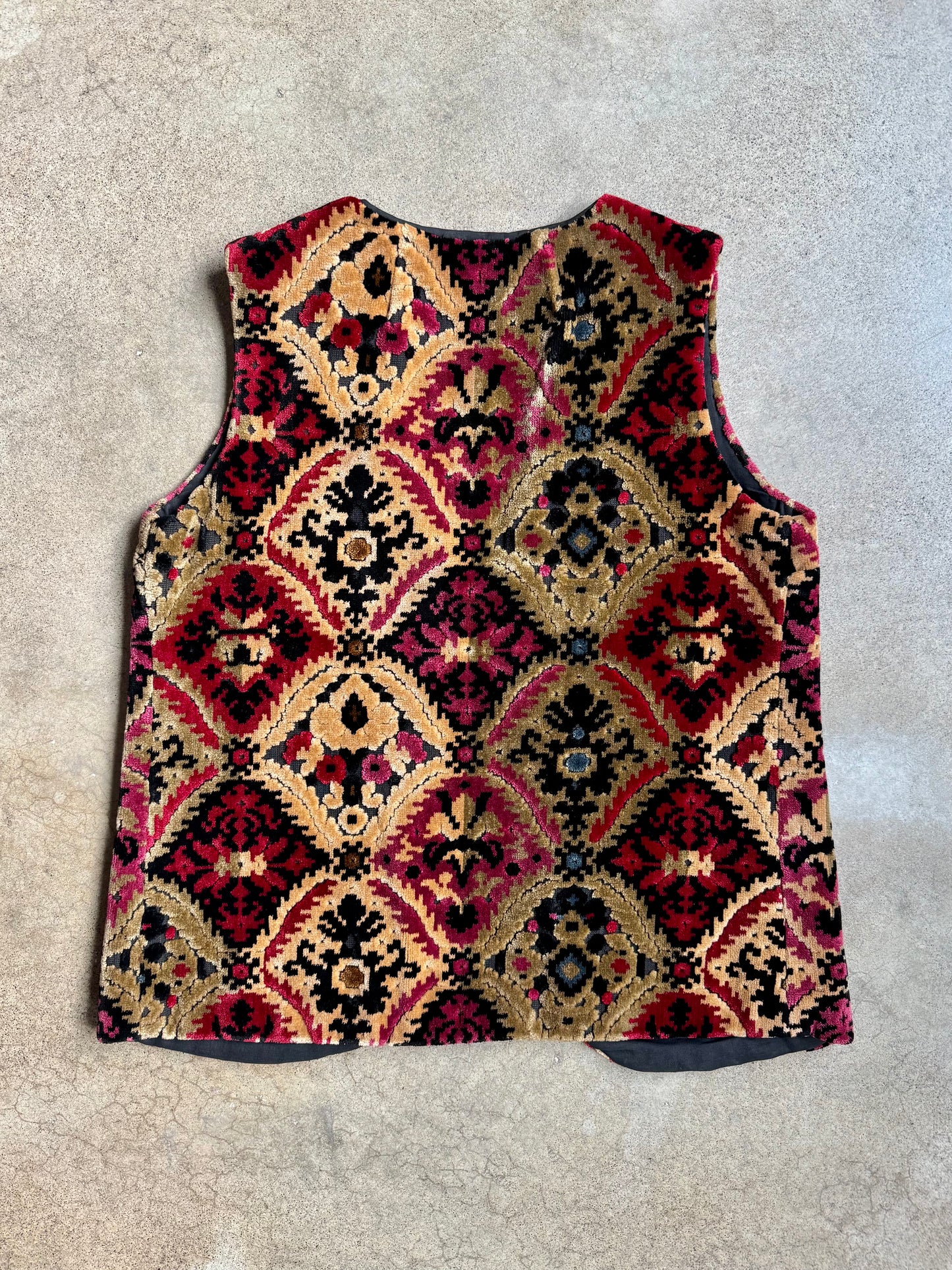 Vintage 1960s Handmade Velvet Carpet Tapestry Vest | S/M