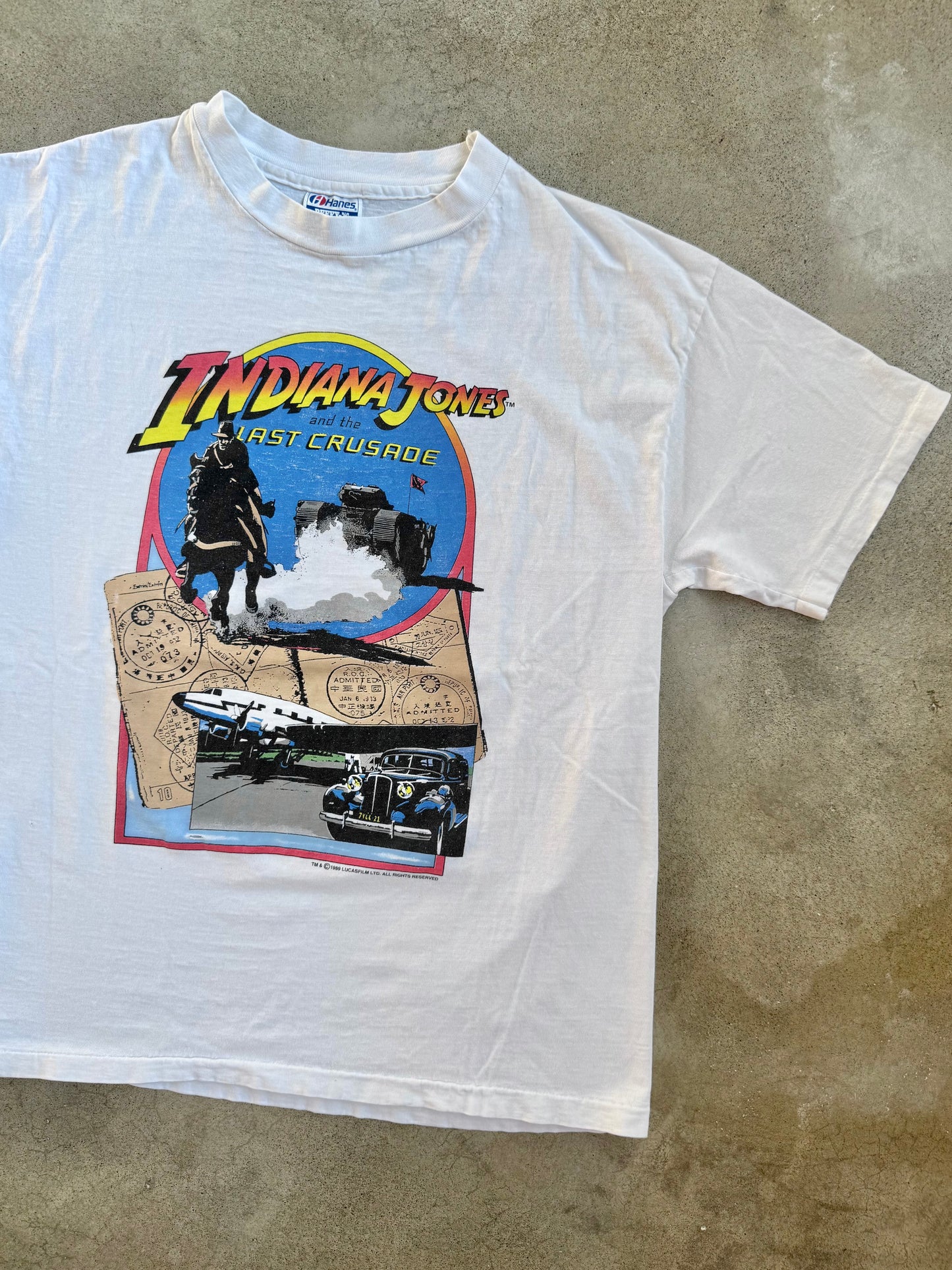 Vintage 1989 Indiana Jones & The Last Crusade Movie Graphic Tee | XL