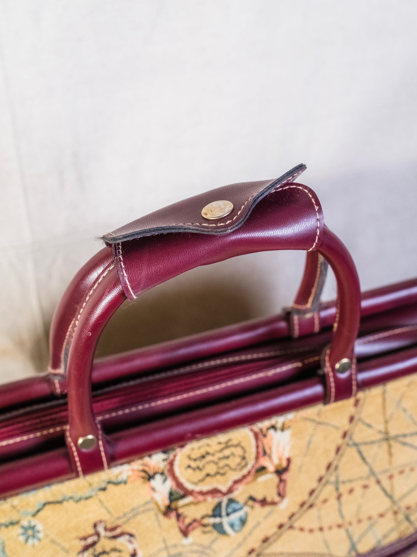 Vintage 1980s Capezio Map Tapestry Luggage Bag