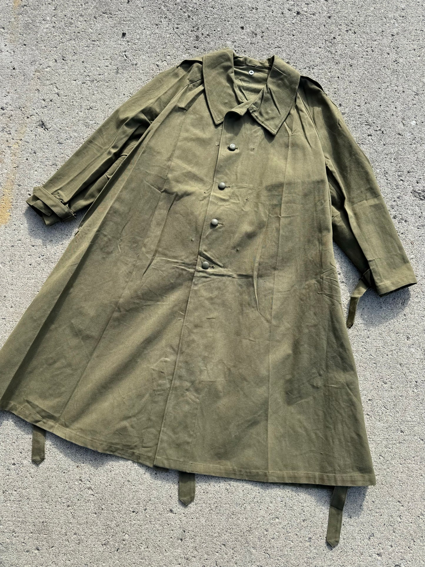 Vintage French Military Canvas Motorcycle Trench Coat | XL