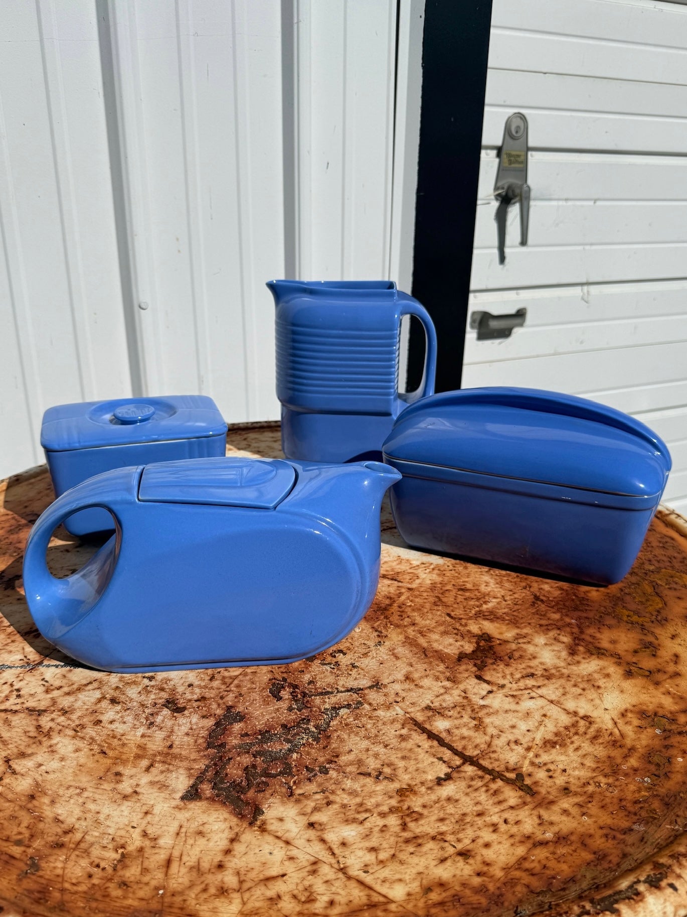 Vintage 1930s Hall China Co. Westinghouse Blue Refrigerator Dish Set