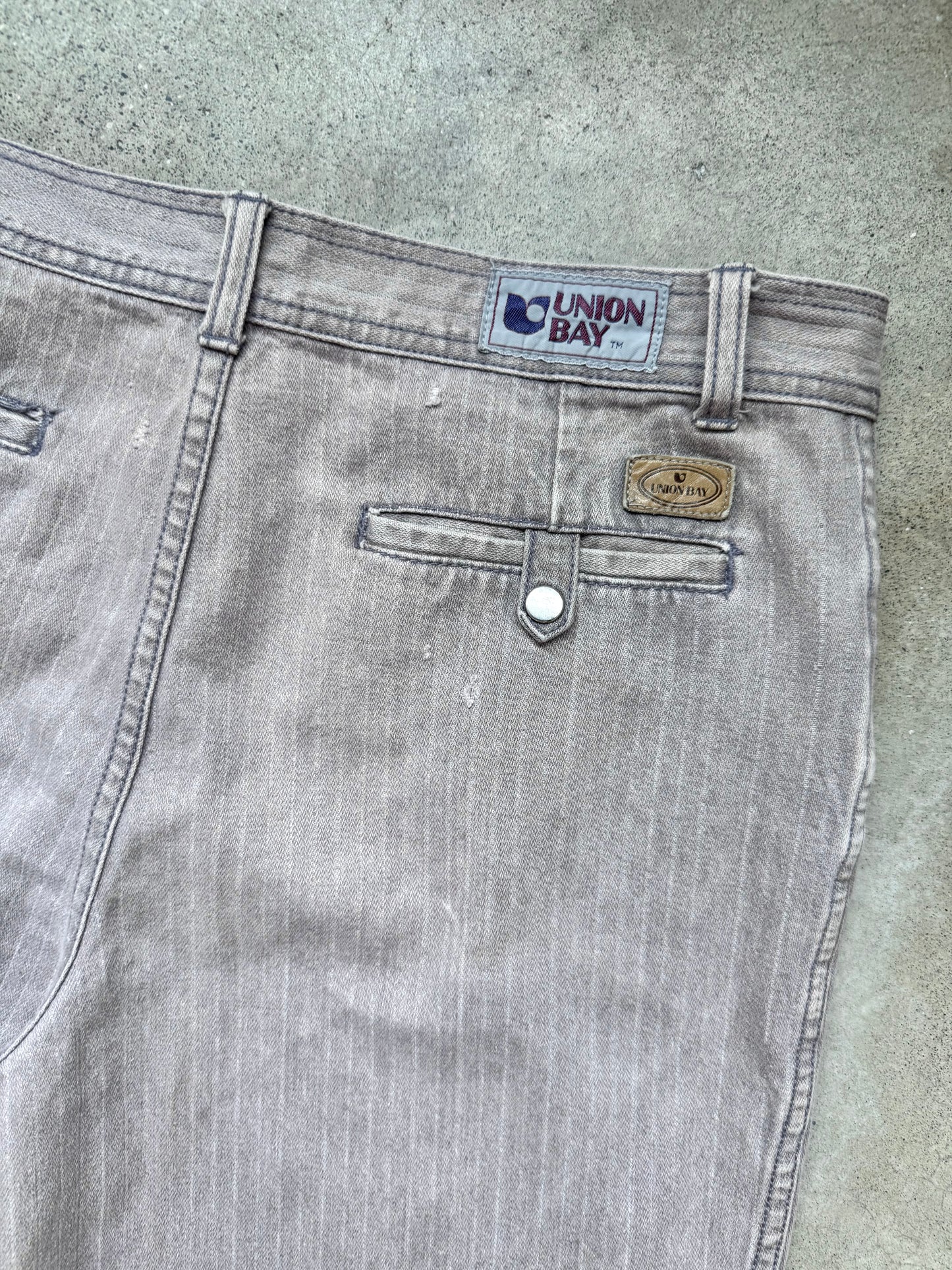 Vintage Unionbay Faded Grey Stripe Straight Leg Jeans | Waist 34”