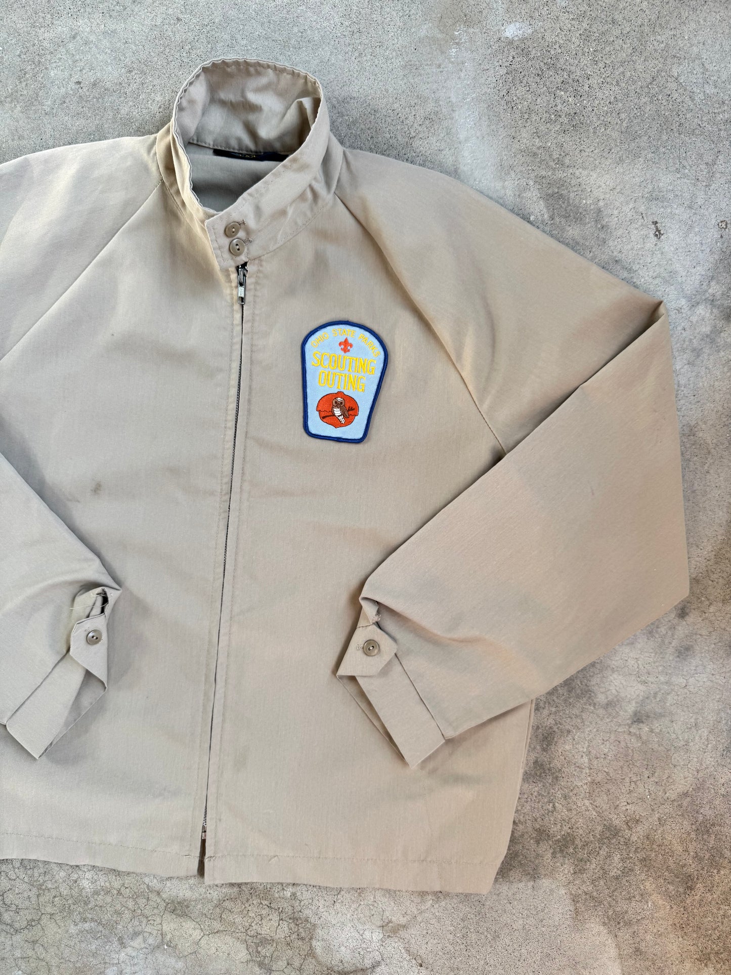 Vintage 1980s Ohio State Parks “Scouting Outing” Tan Zip-Up Jacket | Large
