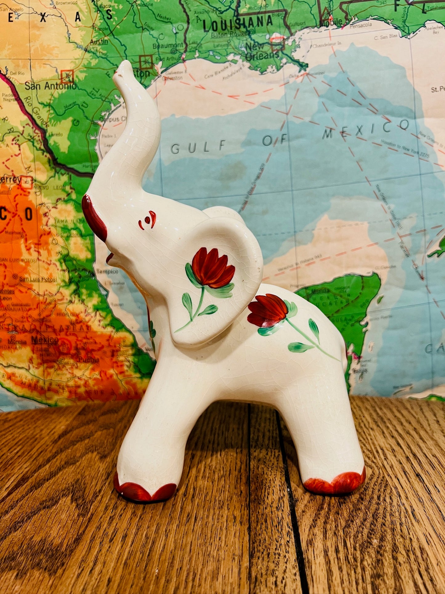 Vintage Plichta Hand Painted Ceramic Elephant