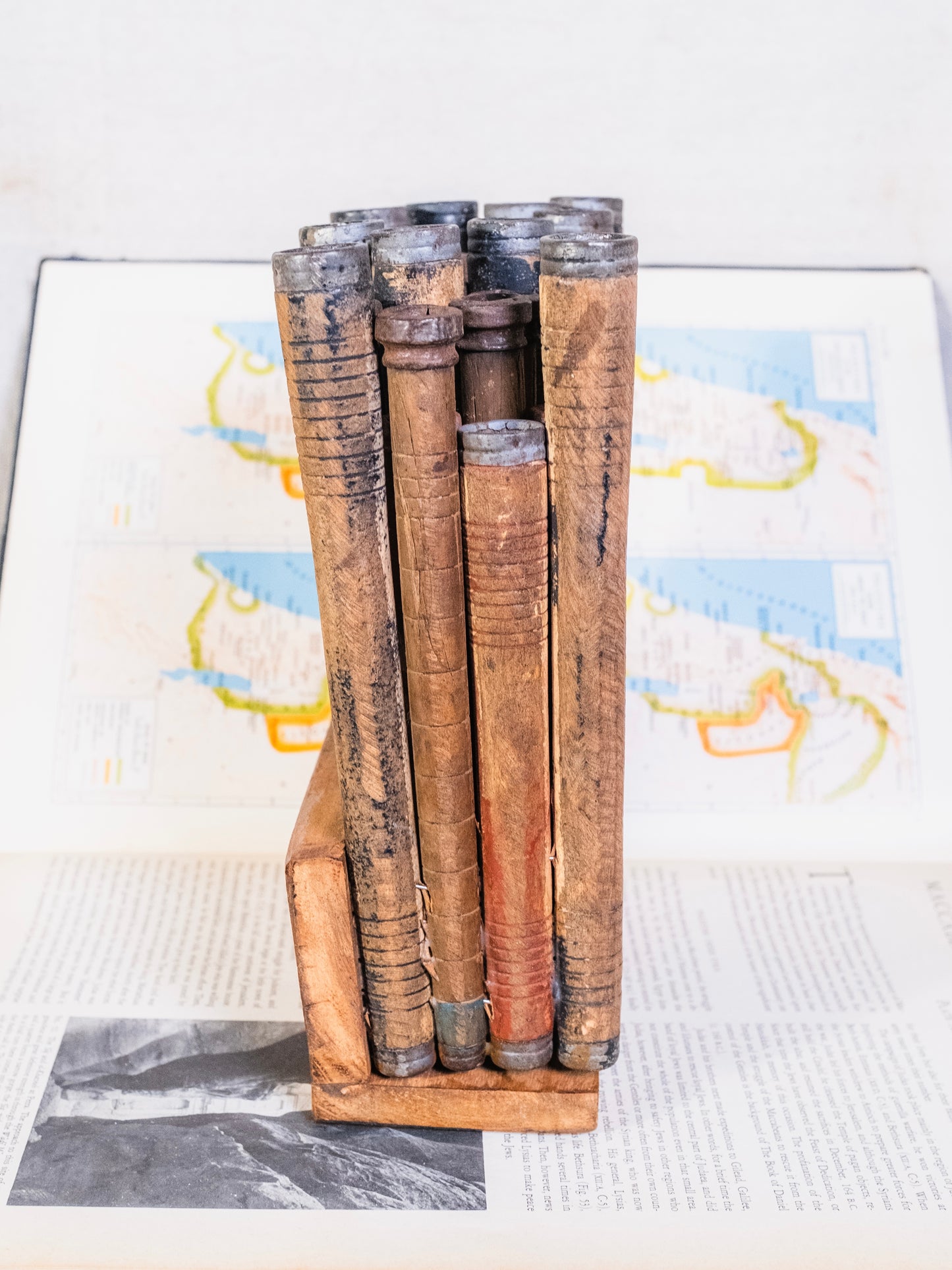 Vintage Reclaimed Wool Spool Bud Vase Art