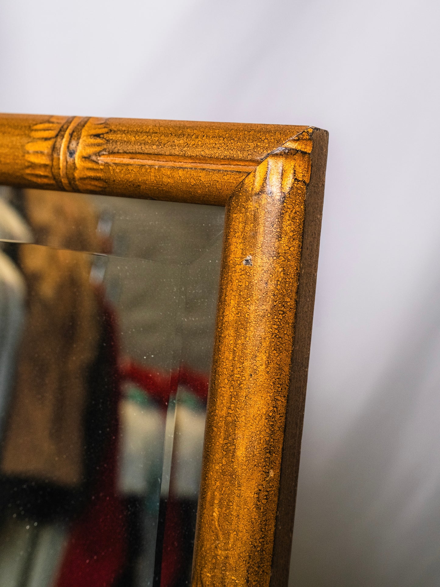 Vintage 1950s Gold Bamboo Trim Rectangular Mirror