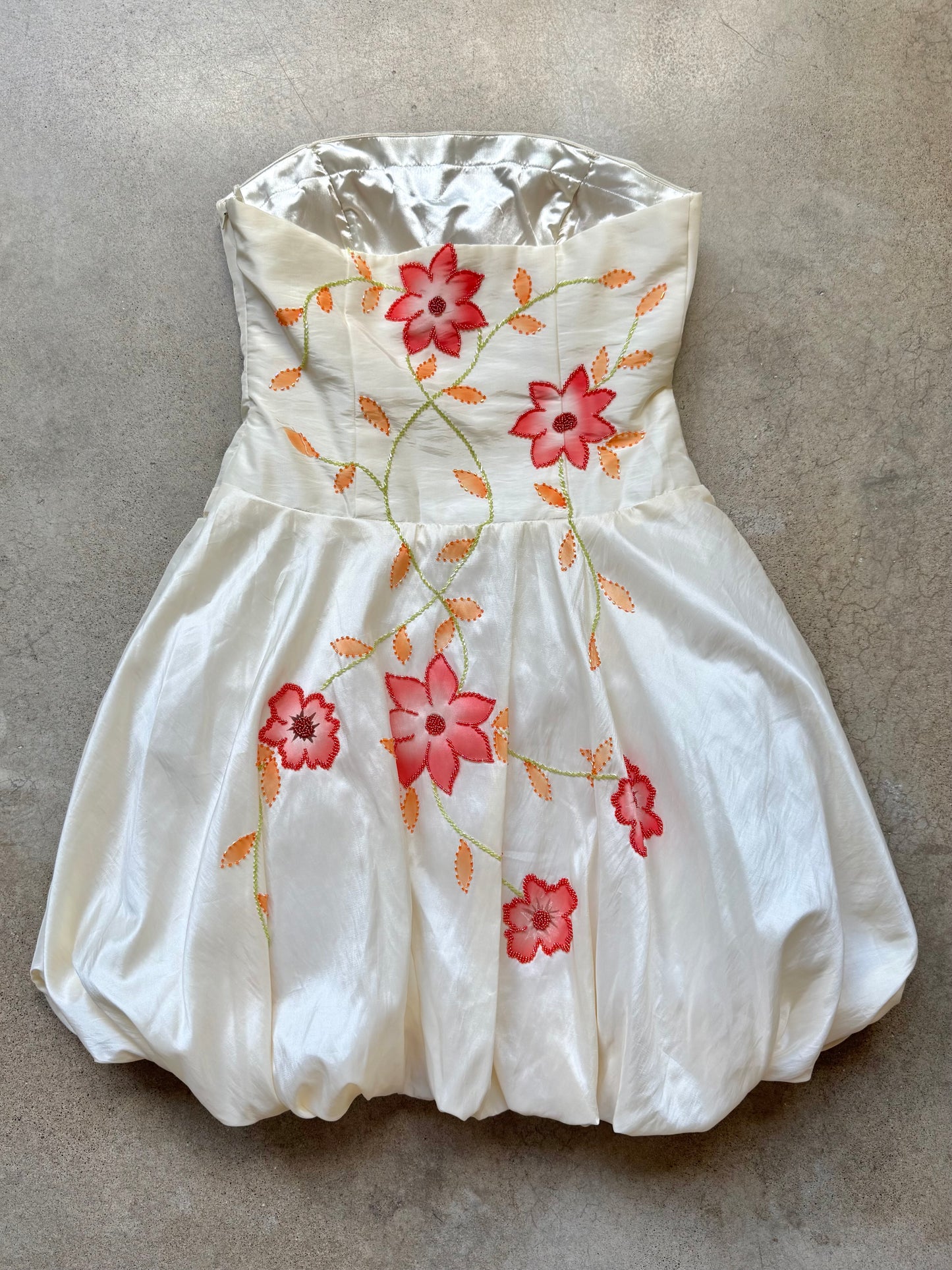 Vintage 2000s Interlude Floral Beaded Bubble Hem Formal Mini Dress | XL