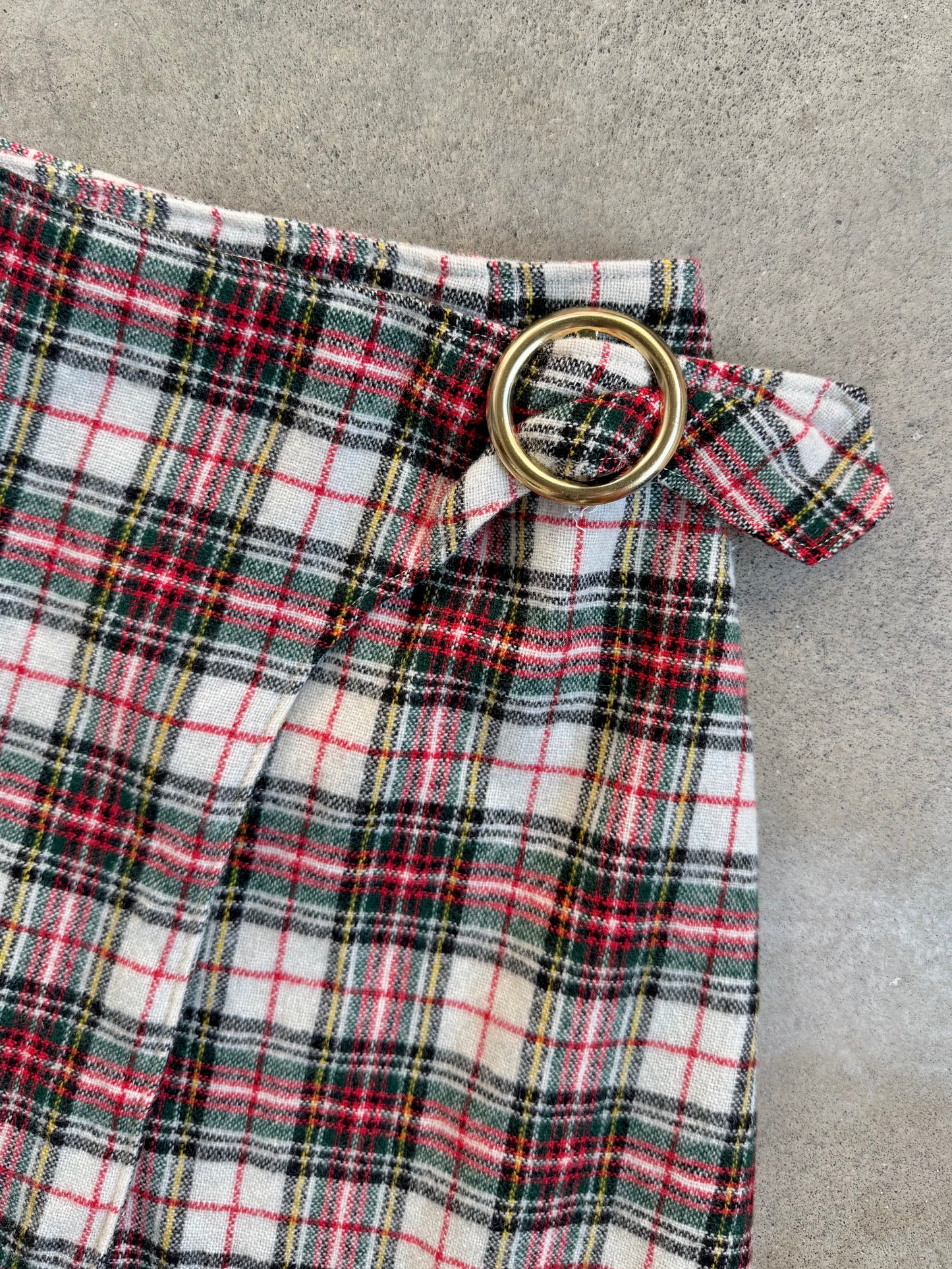 Vintage 1970s Plaid Wool Mini Wrap Skirt | Waist 26”