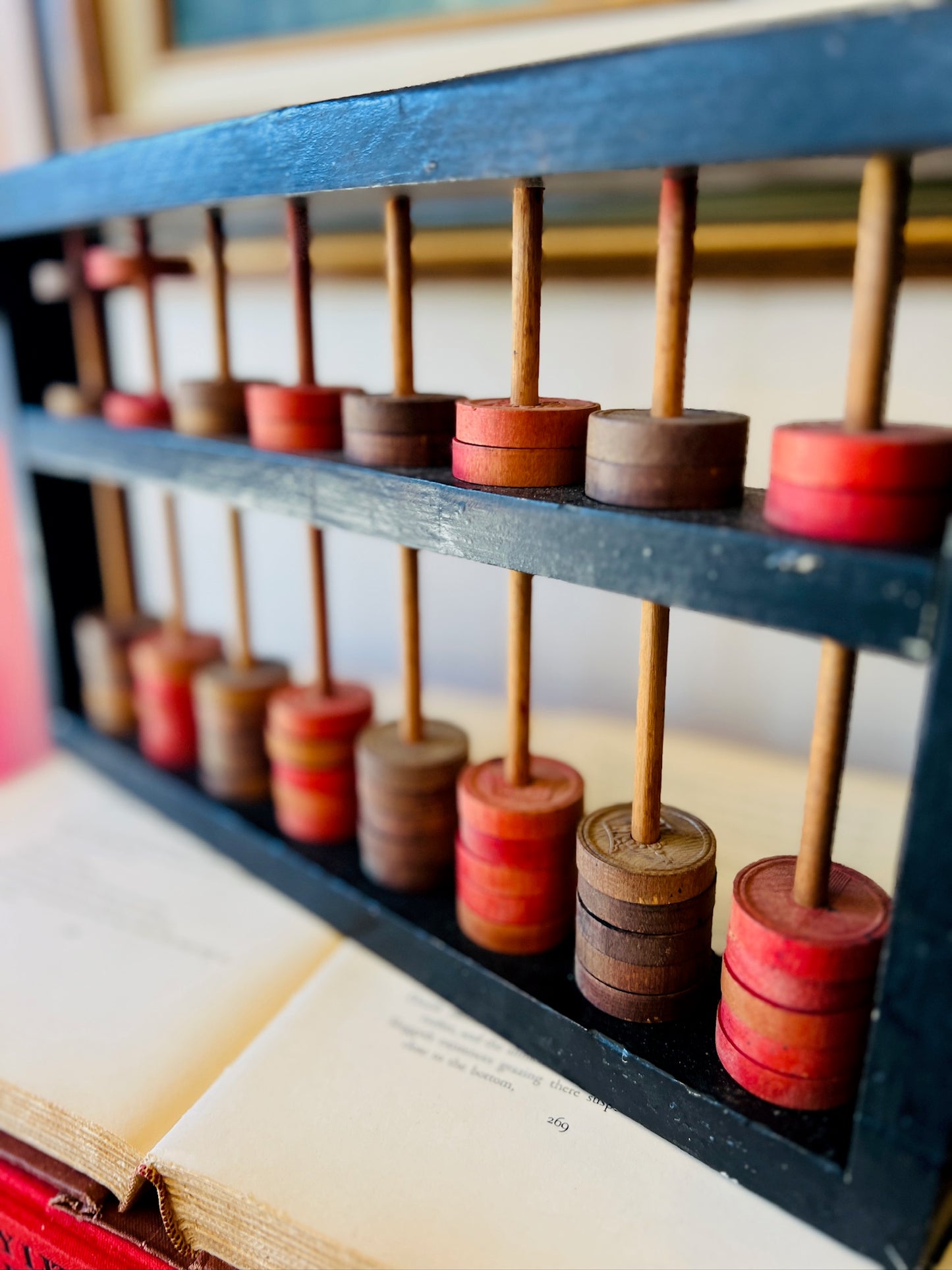 Vintage Handmade Folk Art Wood Abacus