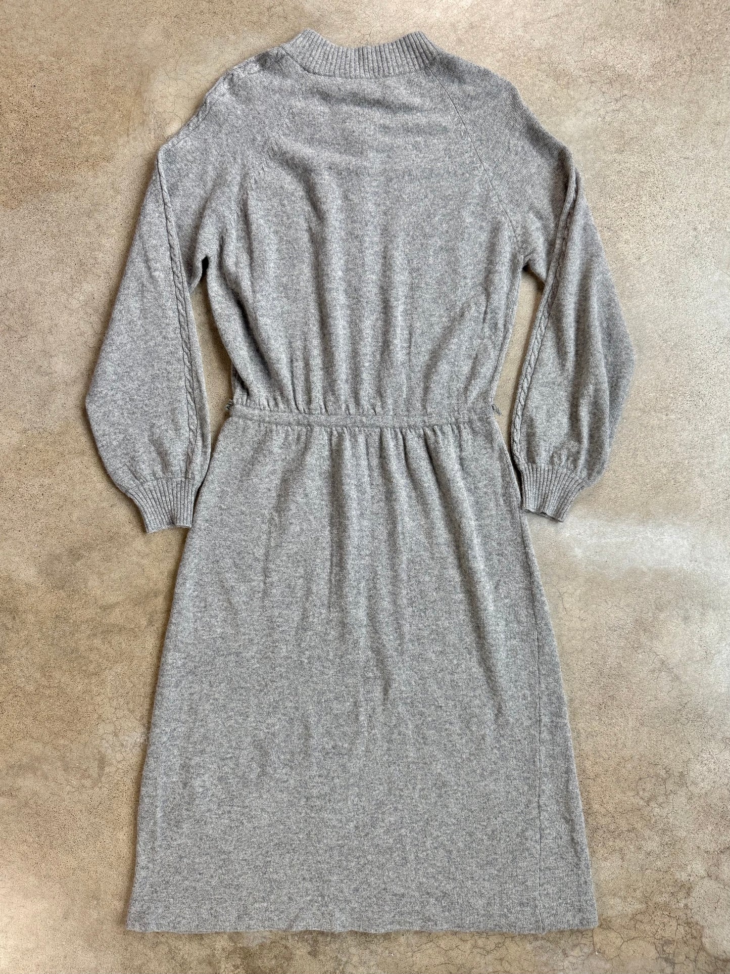 Vintage 1980s Horchow 100% Cashmere Grey Sweater Dress | M/L