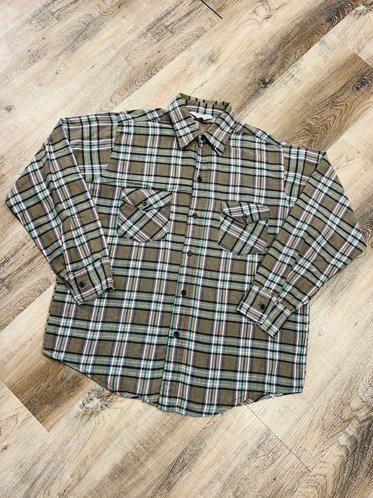 Vintage 1960s Frostproof Cotton Plaid Button-Up Shirt | Large
