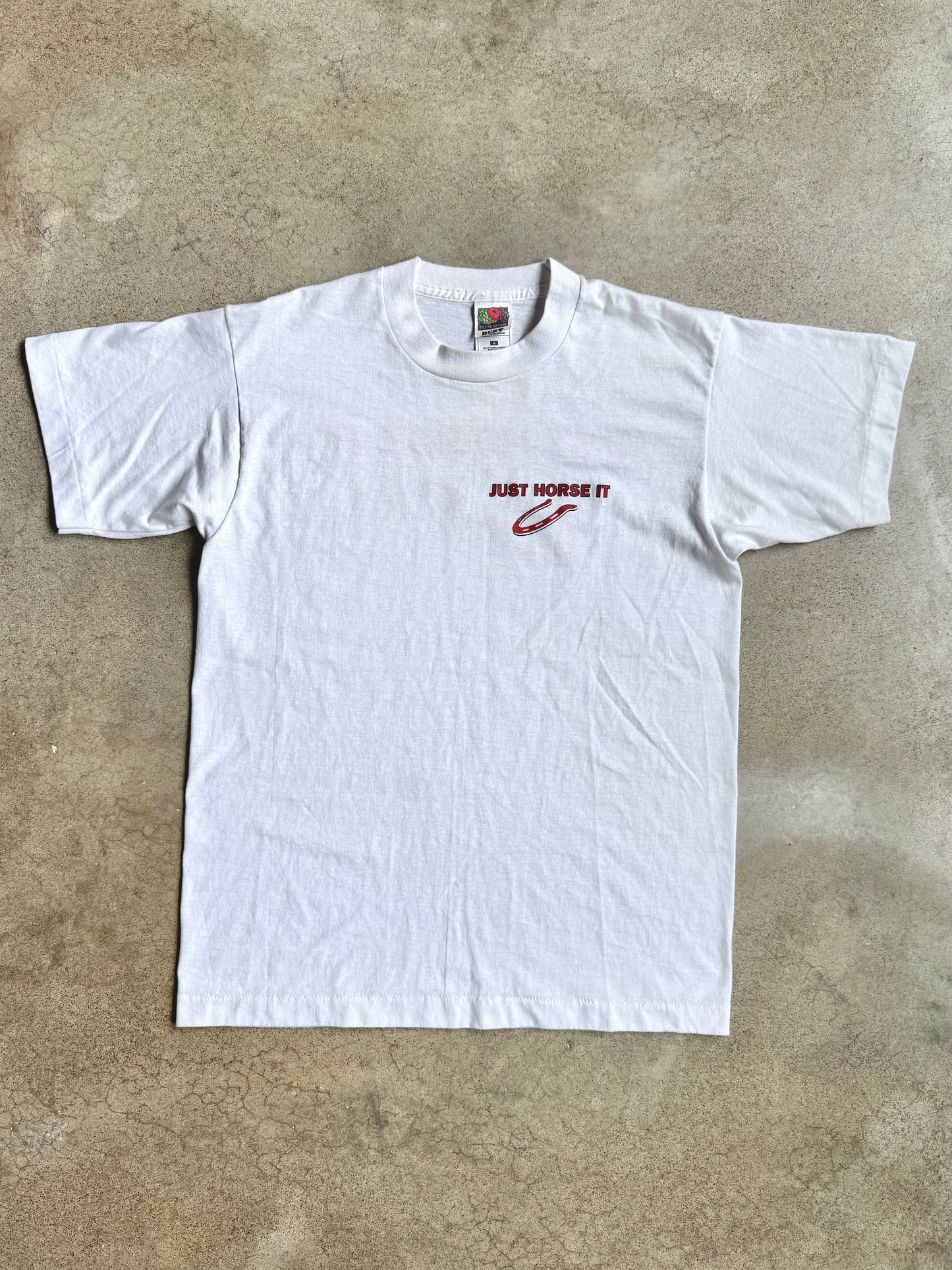 Vintage 1990s “Just Horse It” White Graphic Tee | Medium