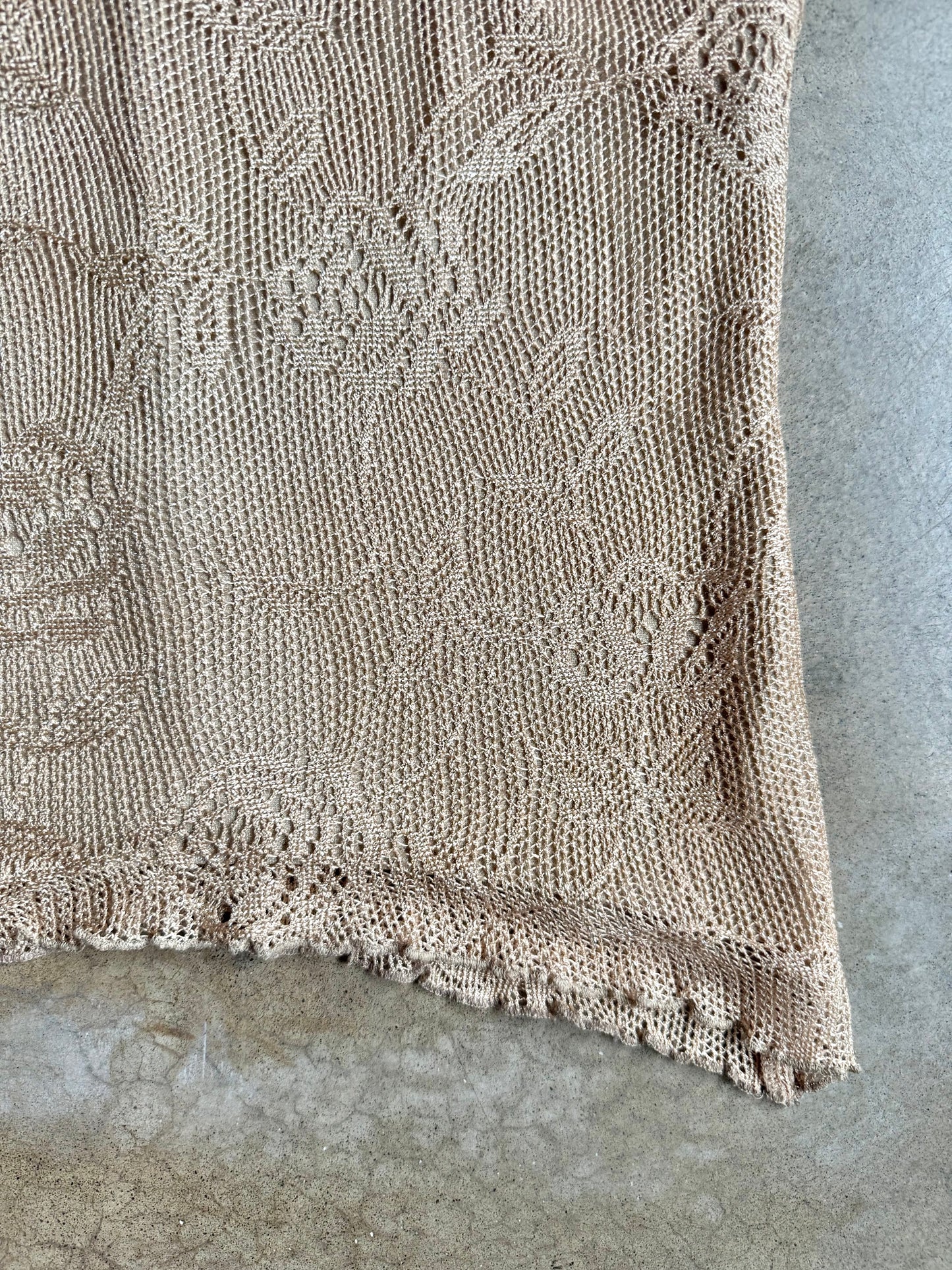 Vintage 1990s Spencer Alexis Gold Metallic Crochet Two-Piece Skirt Set | Small