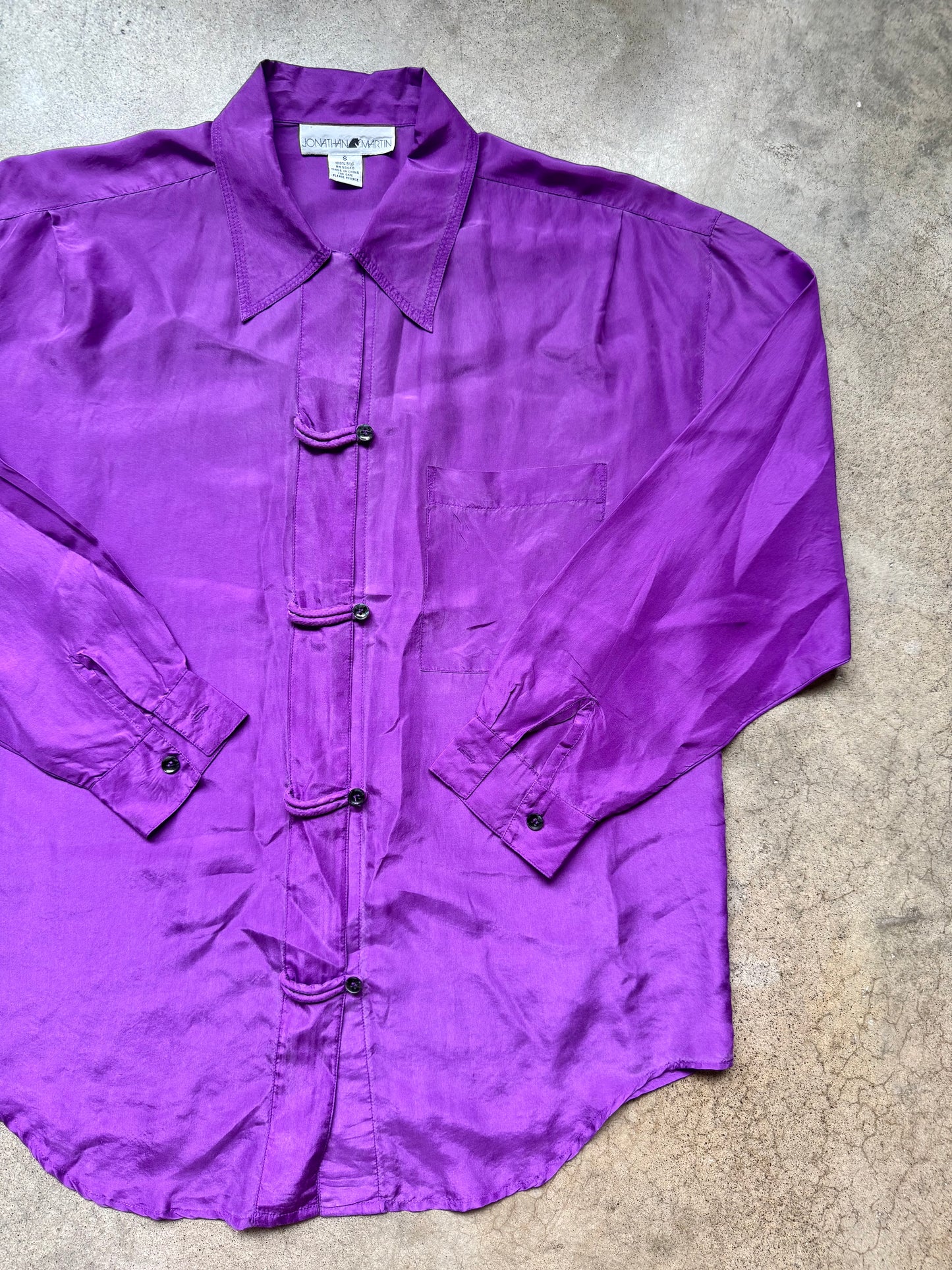 Vintage 1990s Jonathan Martin Purple Silk Blouse | Small