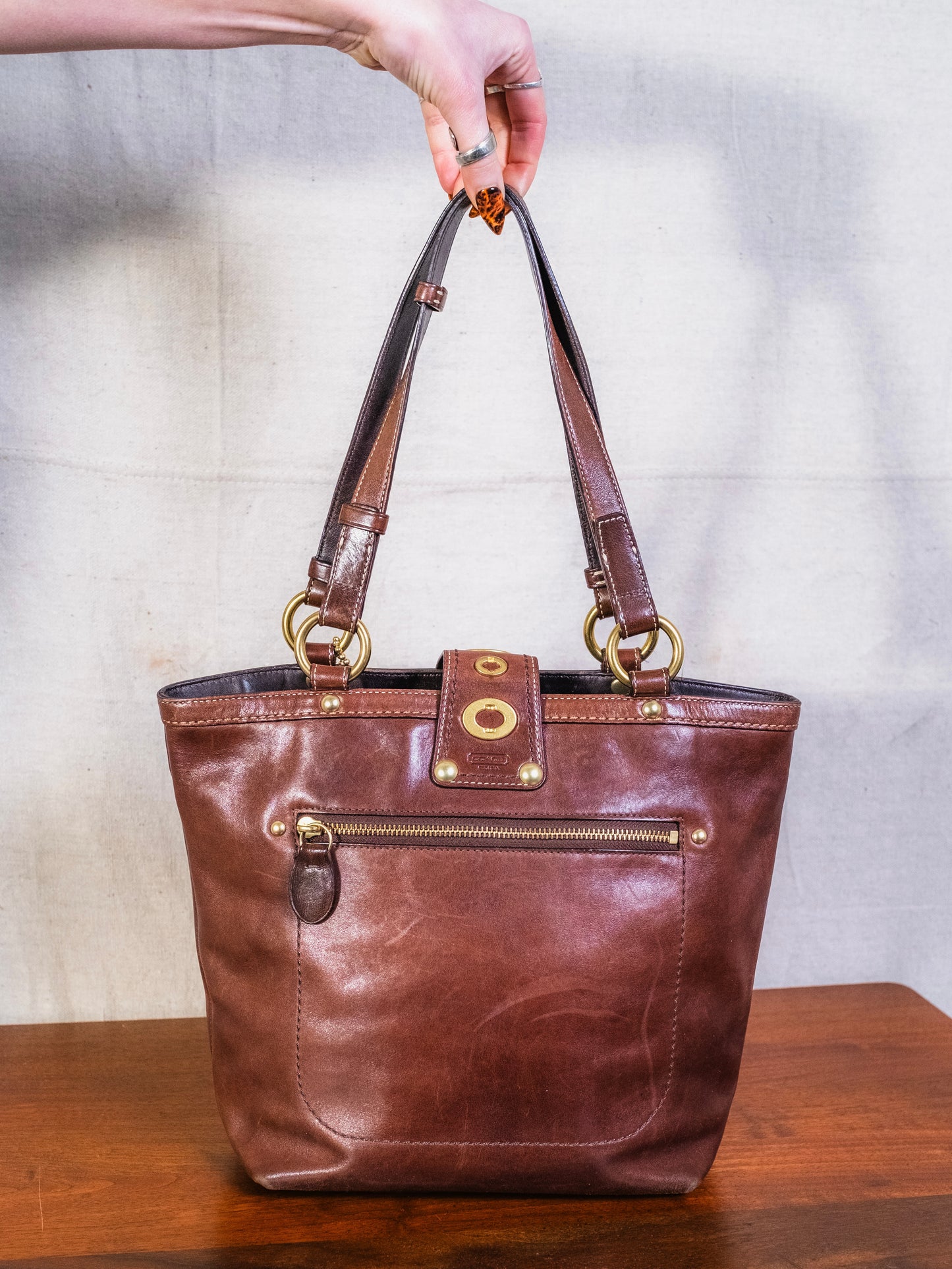 2000s Coach Lily Legacy Brown Leather Shoulder Bag | Style No. F13757