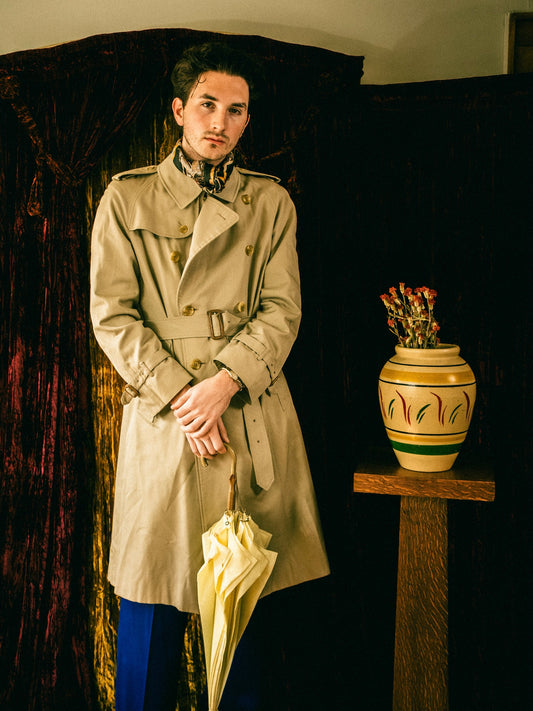Vintage 1980s Classic Burberry’s Beige Canvas Trench Coat | L/XL