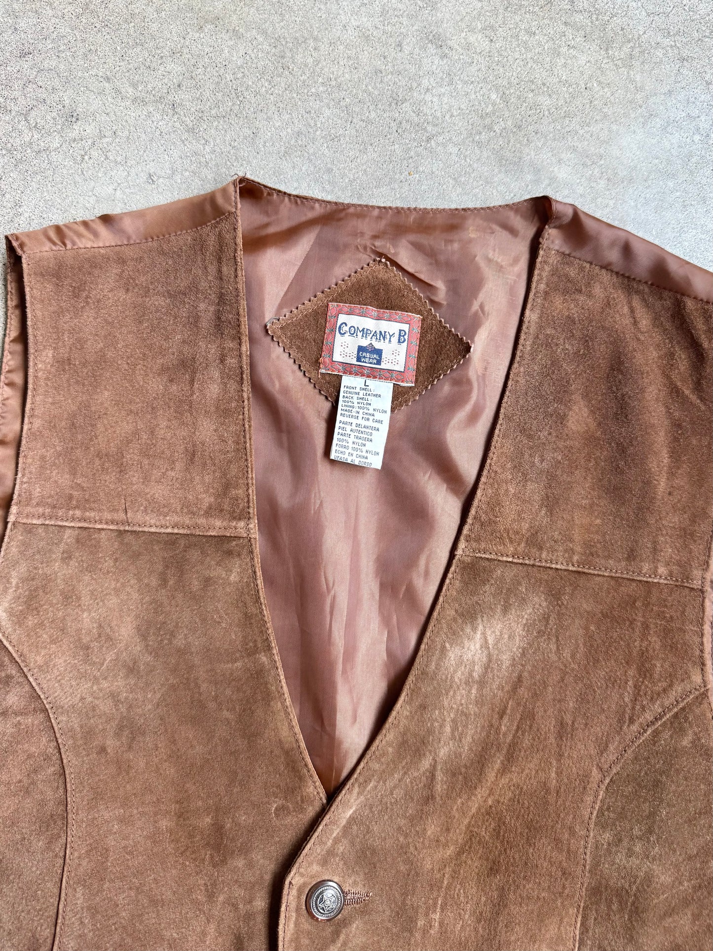 Vintage 1990s Company B Brown Suede Leather Vest | Large