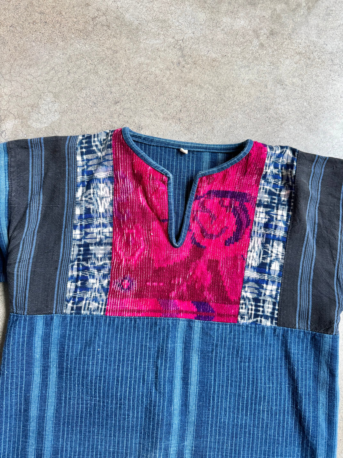 Vintage Guatemalan Woven Cotton Patchwork Tunic Folk Shirt | Medium