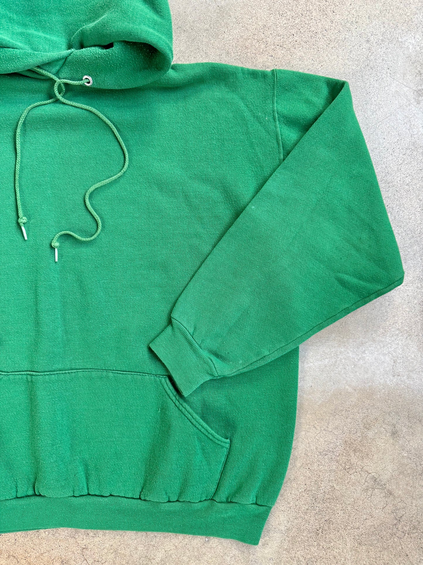 Vintage 1970s Russell Athletics Green Drawstring Hoodie Sweatshirt | XL