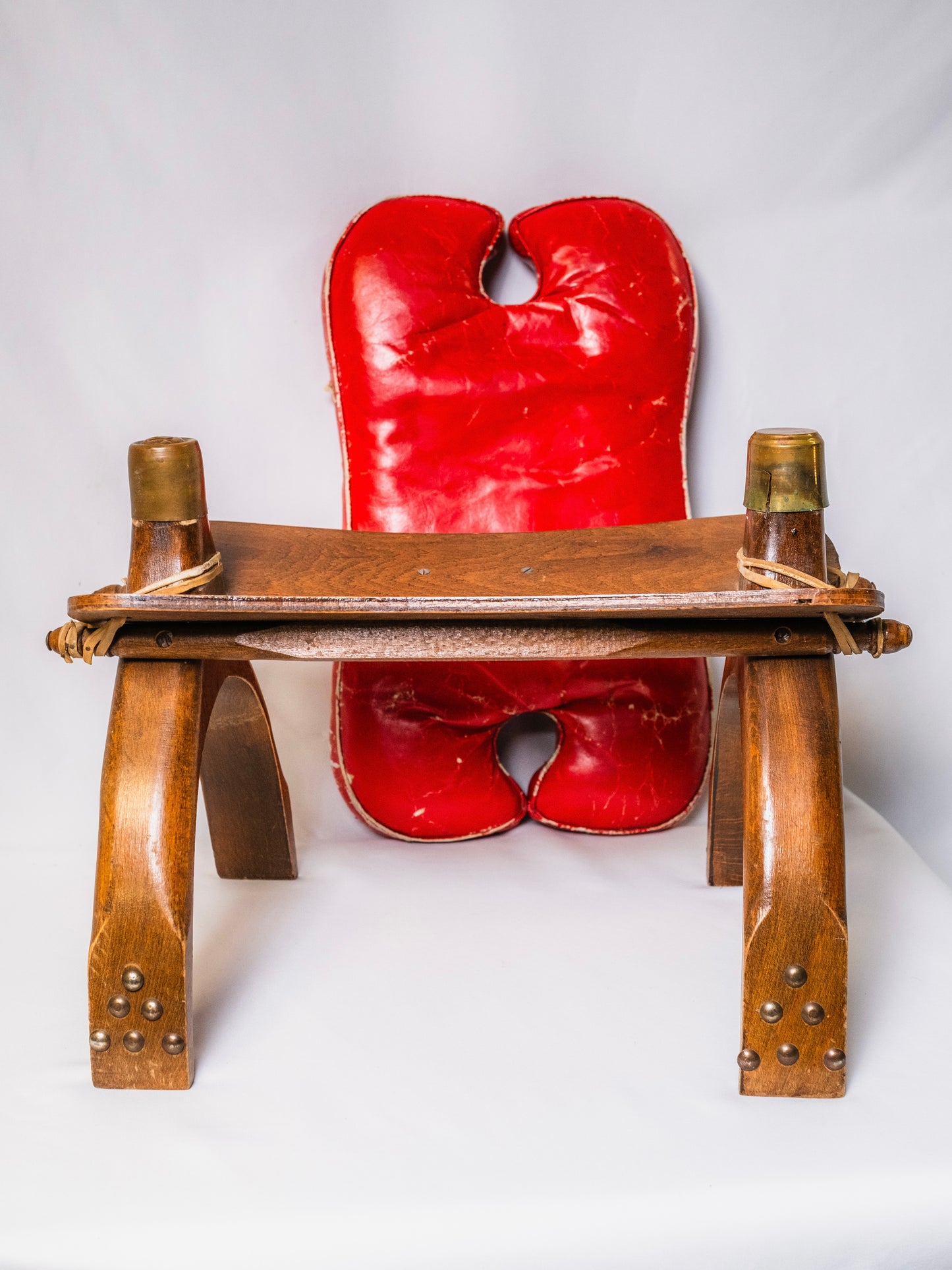 Vintage 1960s Rustic Camel Saddle Footstool