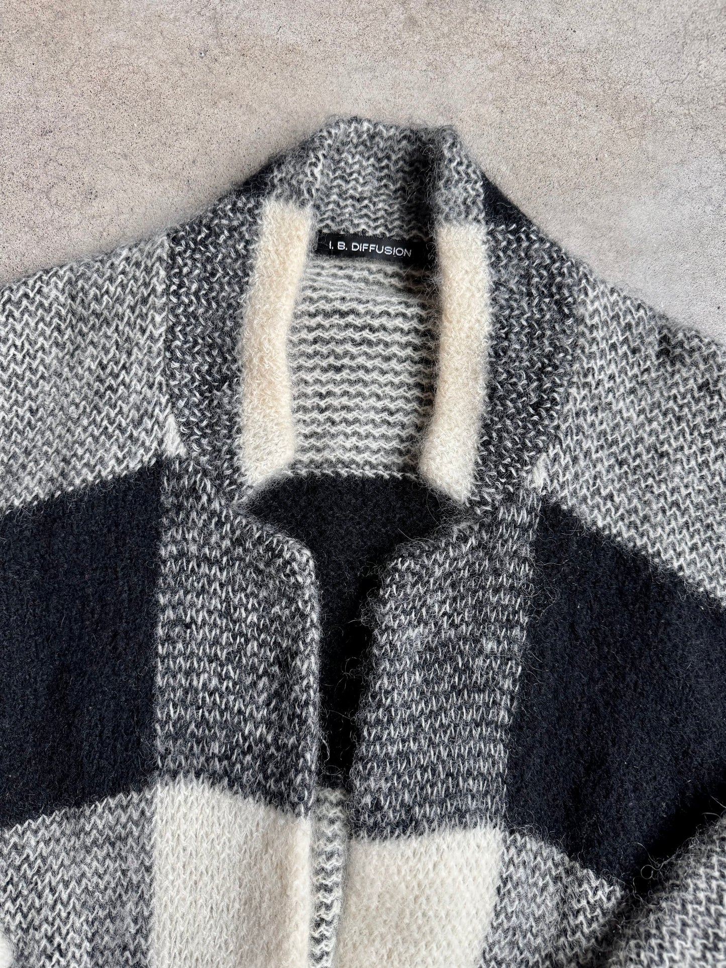 Vintage 1980s I.B. Diffusion Black & White Mohair-Blend Oversized Sweater | Small