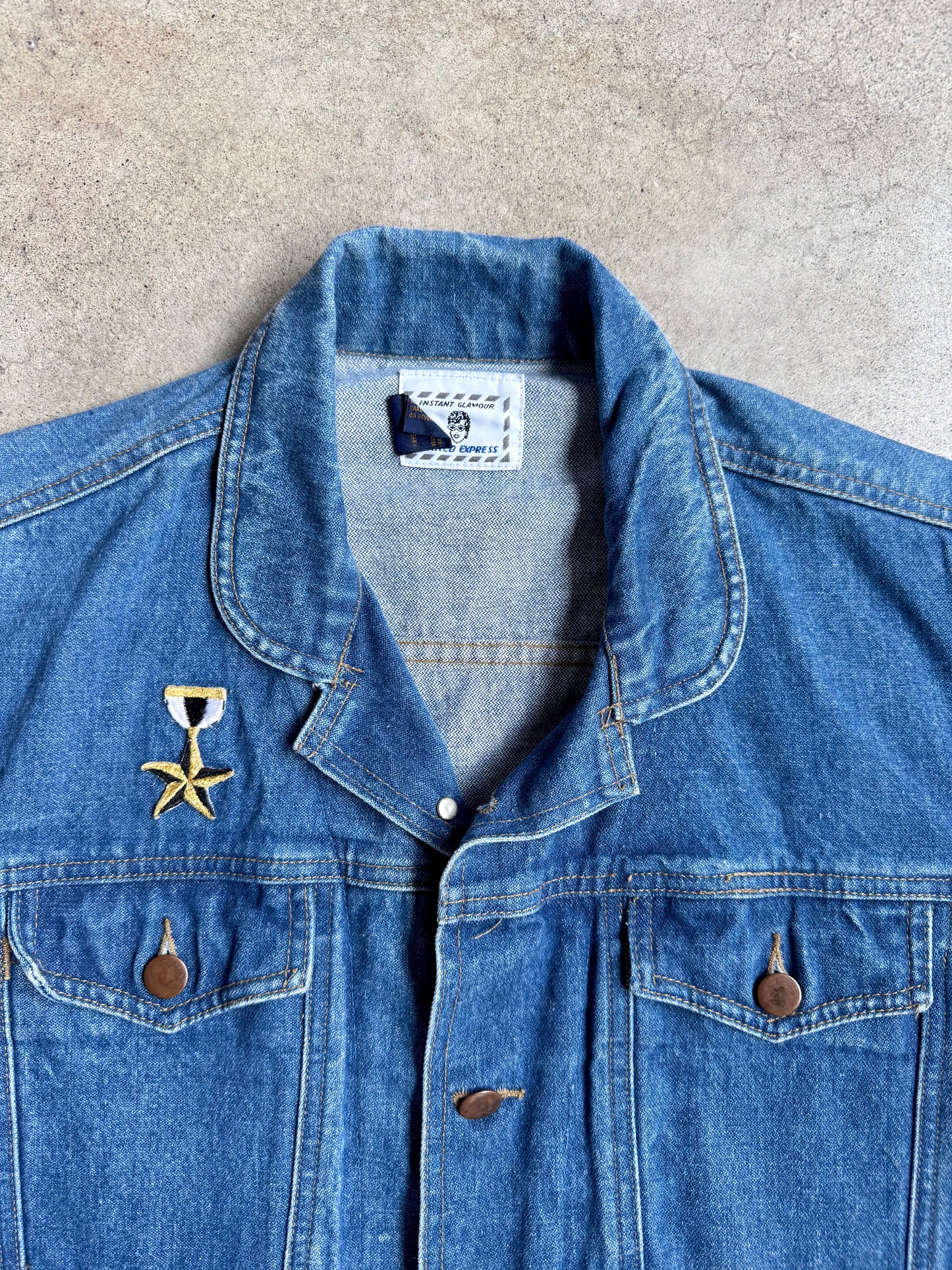 Vintage 1990s Limited Express Patched Denim Trucker Jacket | Medium