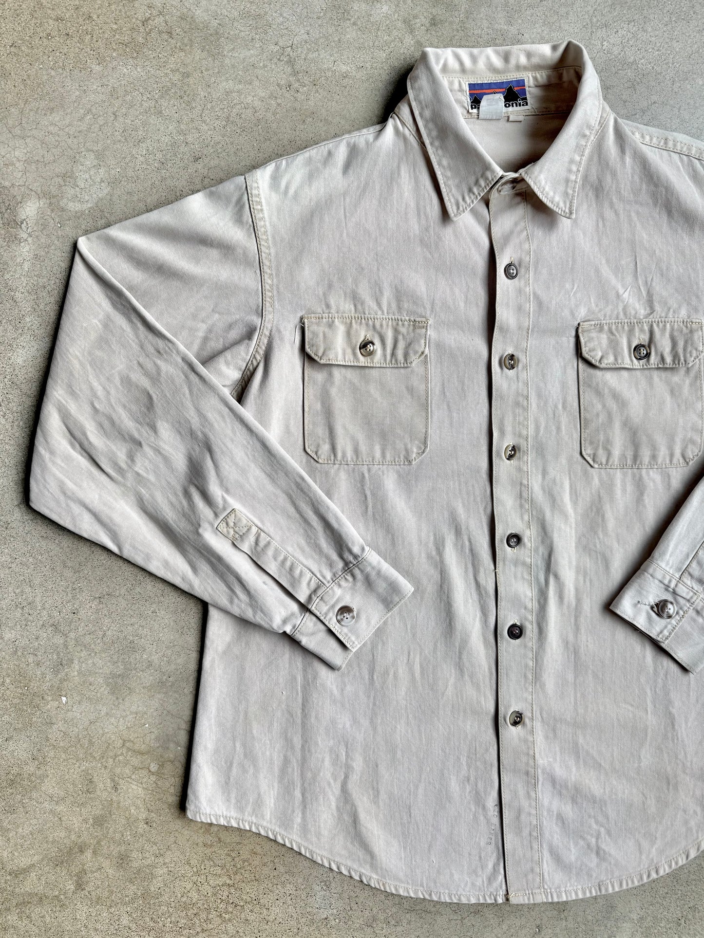 Vintage 1980s Patagonia Beige Canvas Utility Shirt | XL
