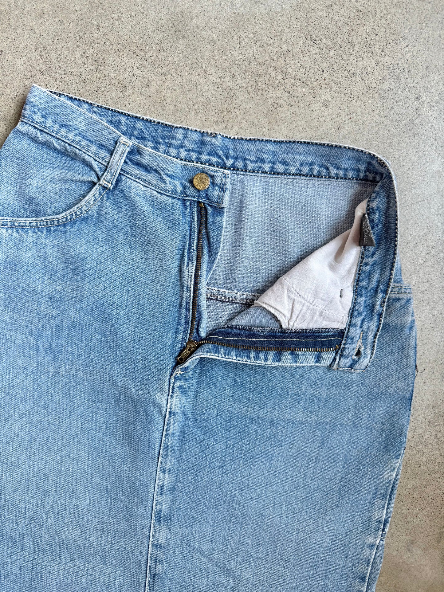 Vintage 1990s Gitano Split Back Denim Maxi Skirt | Waist 29”