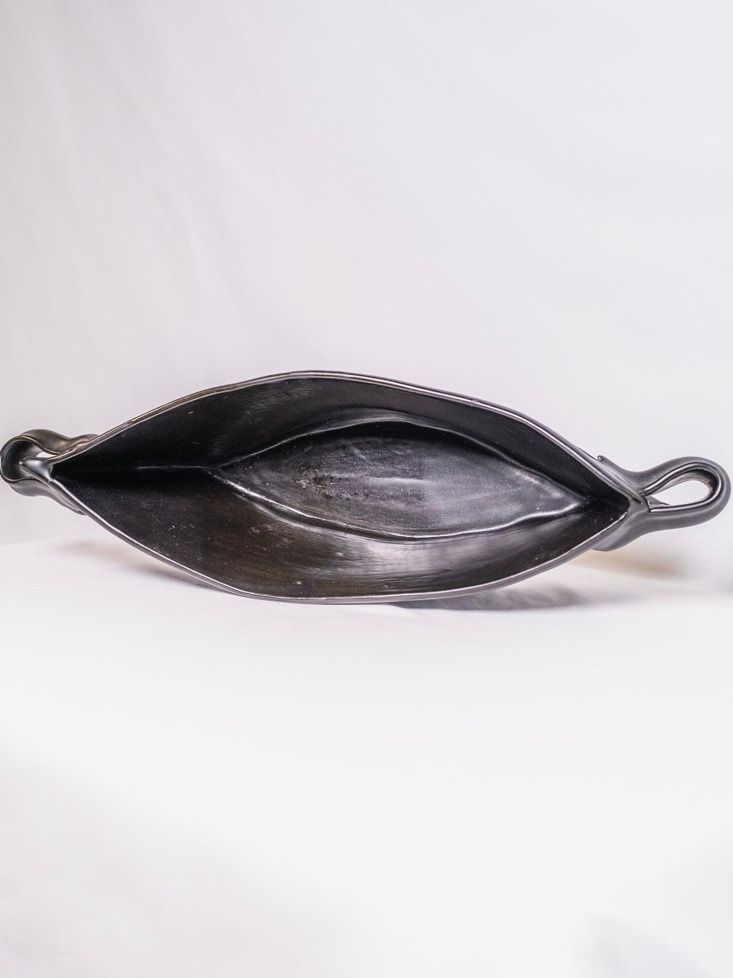 Vintage 1960’s Black Ceramic Pottery Abstract Centerpiece Bowl