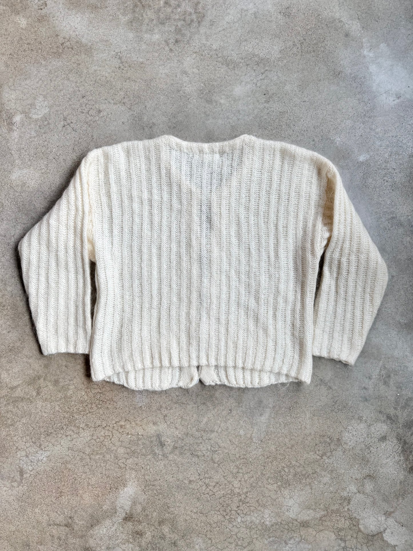 Vintage 1990s Express Tricot Cream Mohair-Blend Cardigan | Small