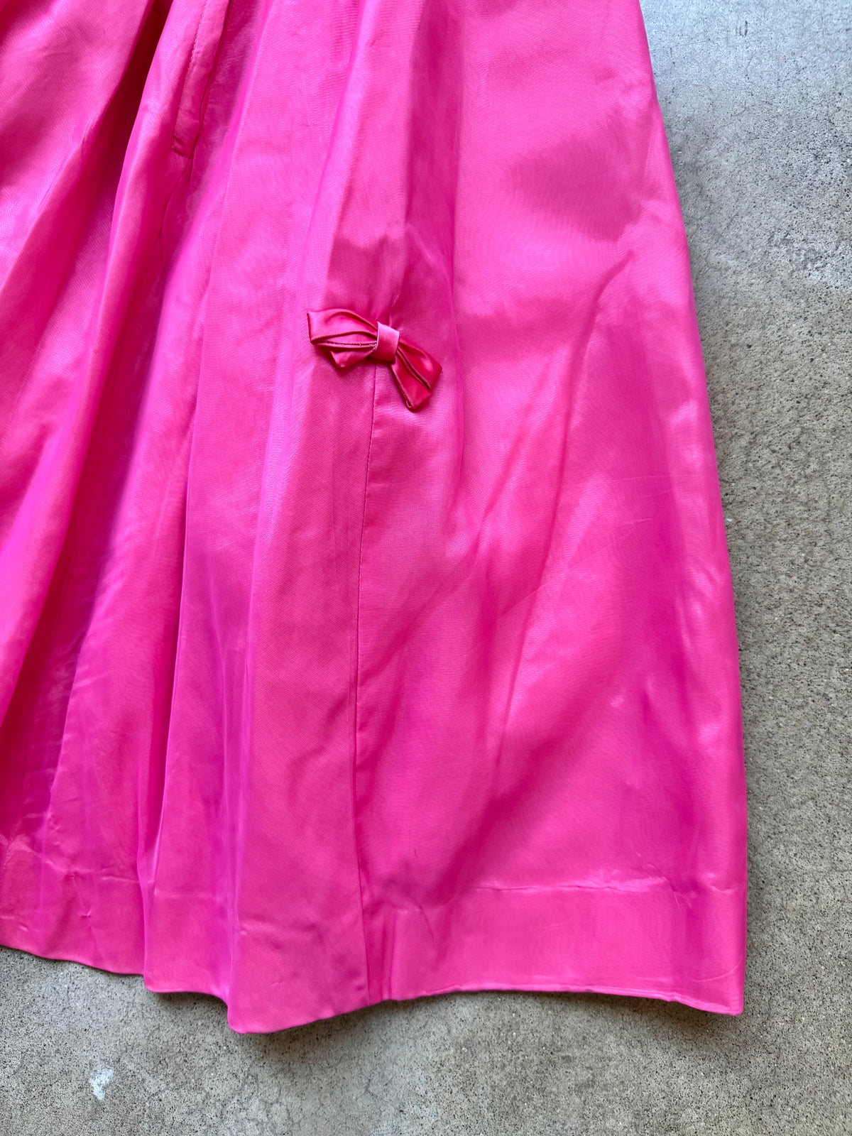 Vintage 1950s Pink Bow Accent Fit & Flare Party Dress | XS