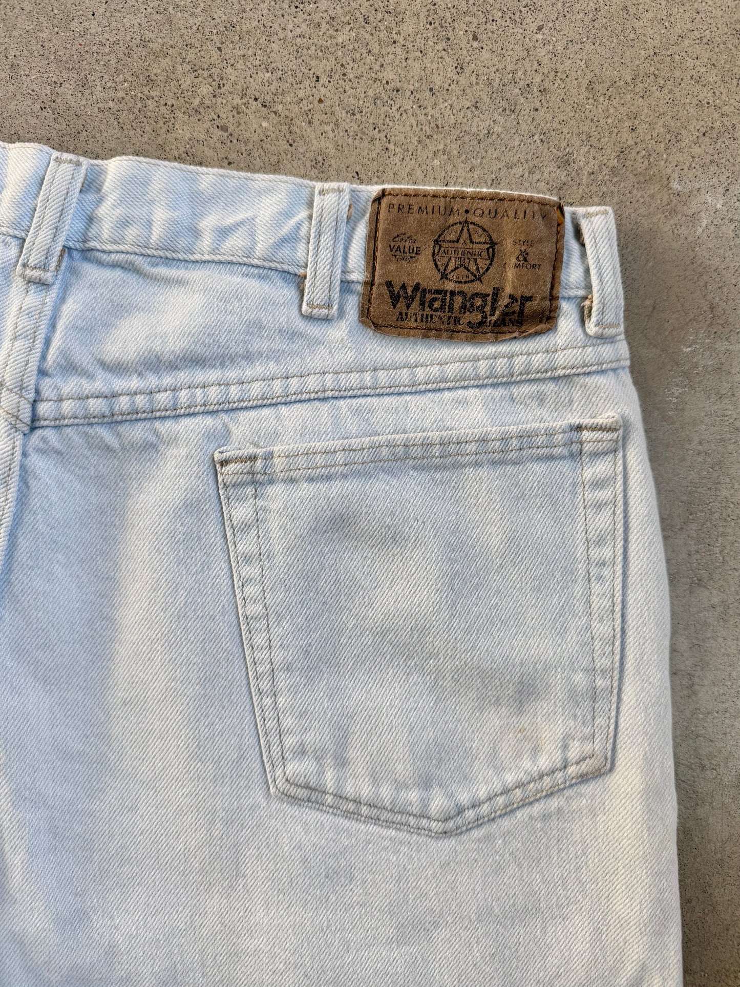 Vintage 1990s Wrangler Bleached Denim Shorts | Waist 34”