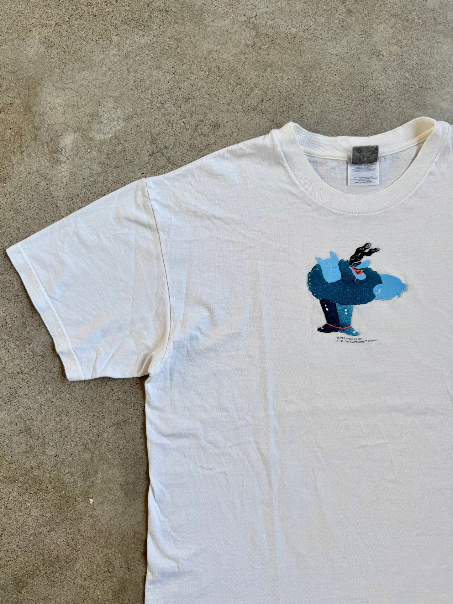 Vintage 1999 The Beatles Yellow Submarine Blue Meanie Puff Paint Tee | Large