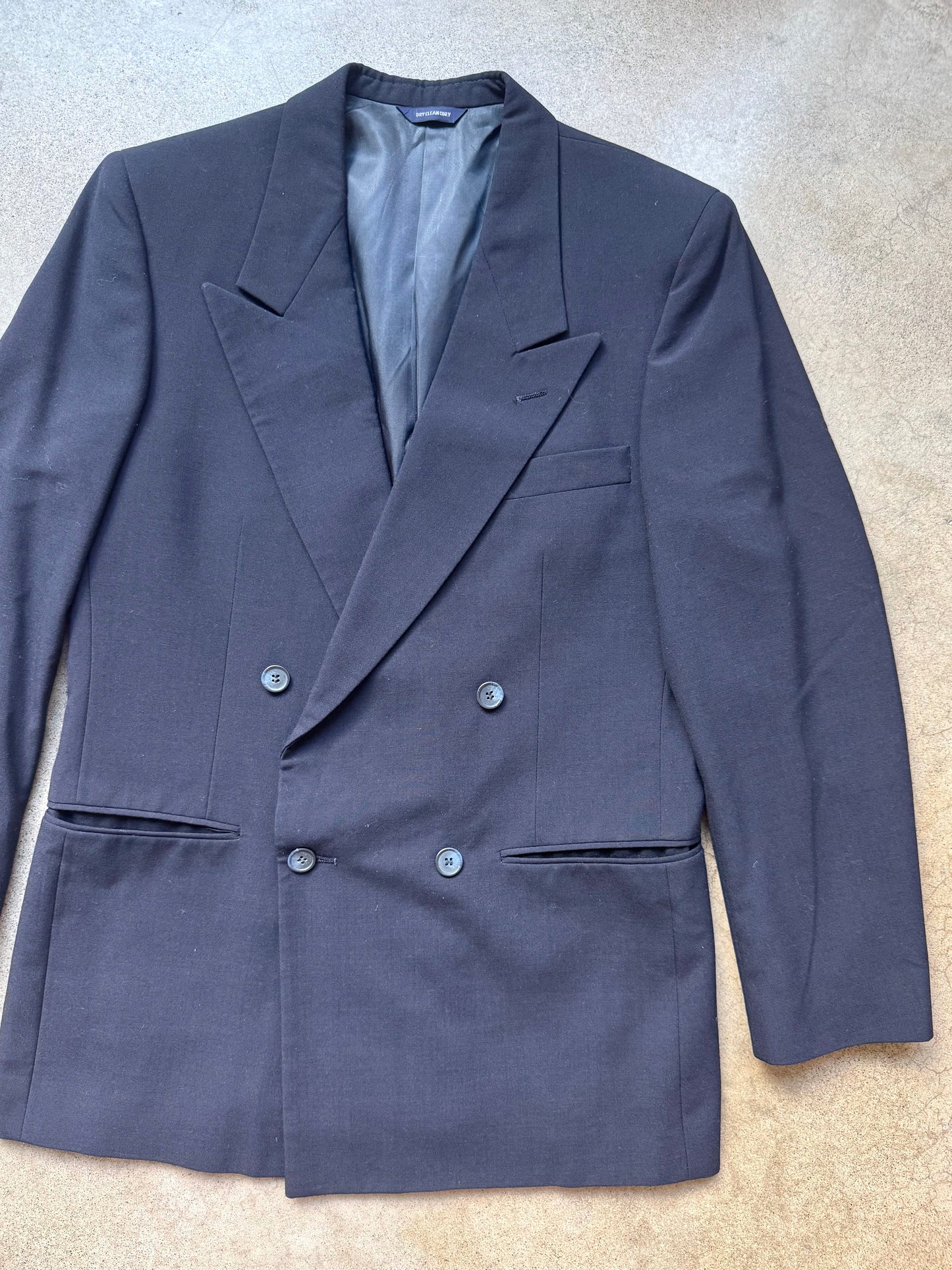Vintage 1980s Givenchy Monsieur Navy Blue Wool Two-Piece Suit | 40