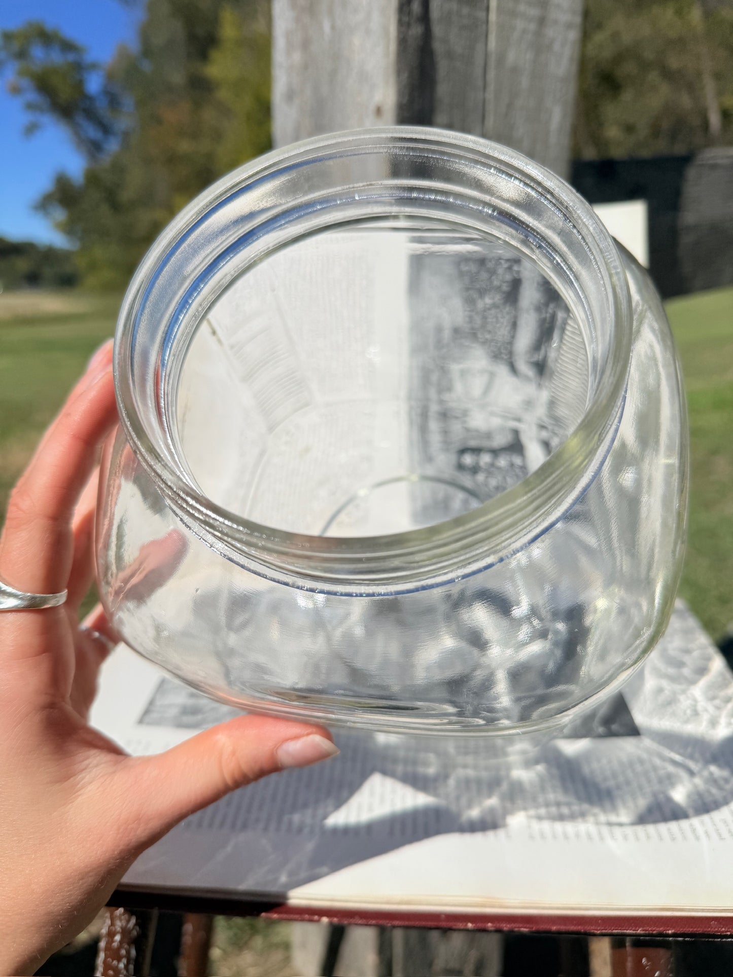 Vintage 1950s Anchor Hocking Green Lidded Glass Hoosier Jar