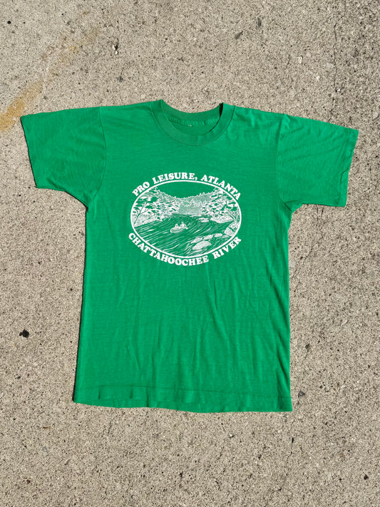Vintage 1980s Green Chattahoochee River Two-Sided Graphic Tee | S/M