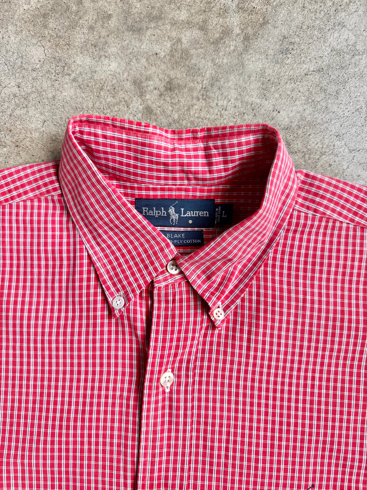 Vintage 1990s Ralph Lauren “Blake” Red Plaid Distressed Button-Down Shirt | Large