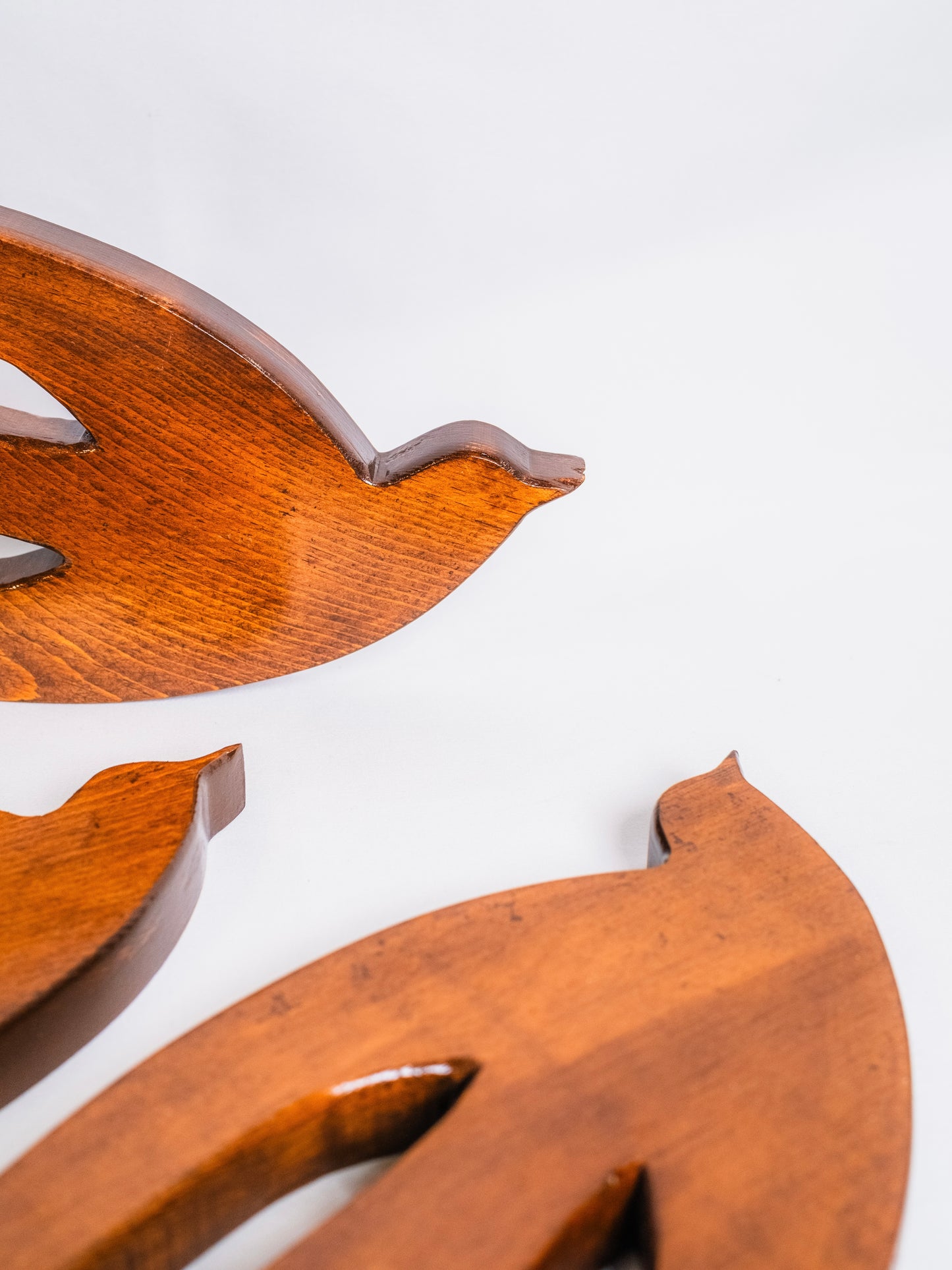 Vintage 1950s Handmade Scandinavian Wood "Birds in Flight" Wall Hang Set