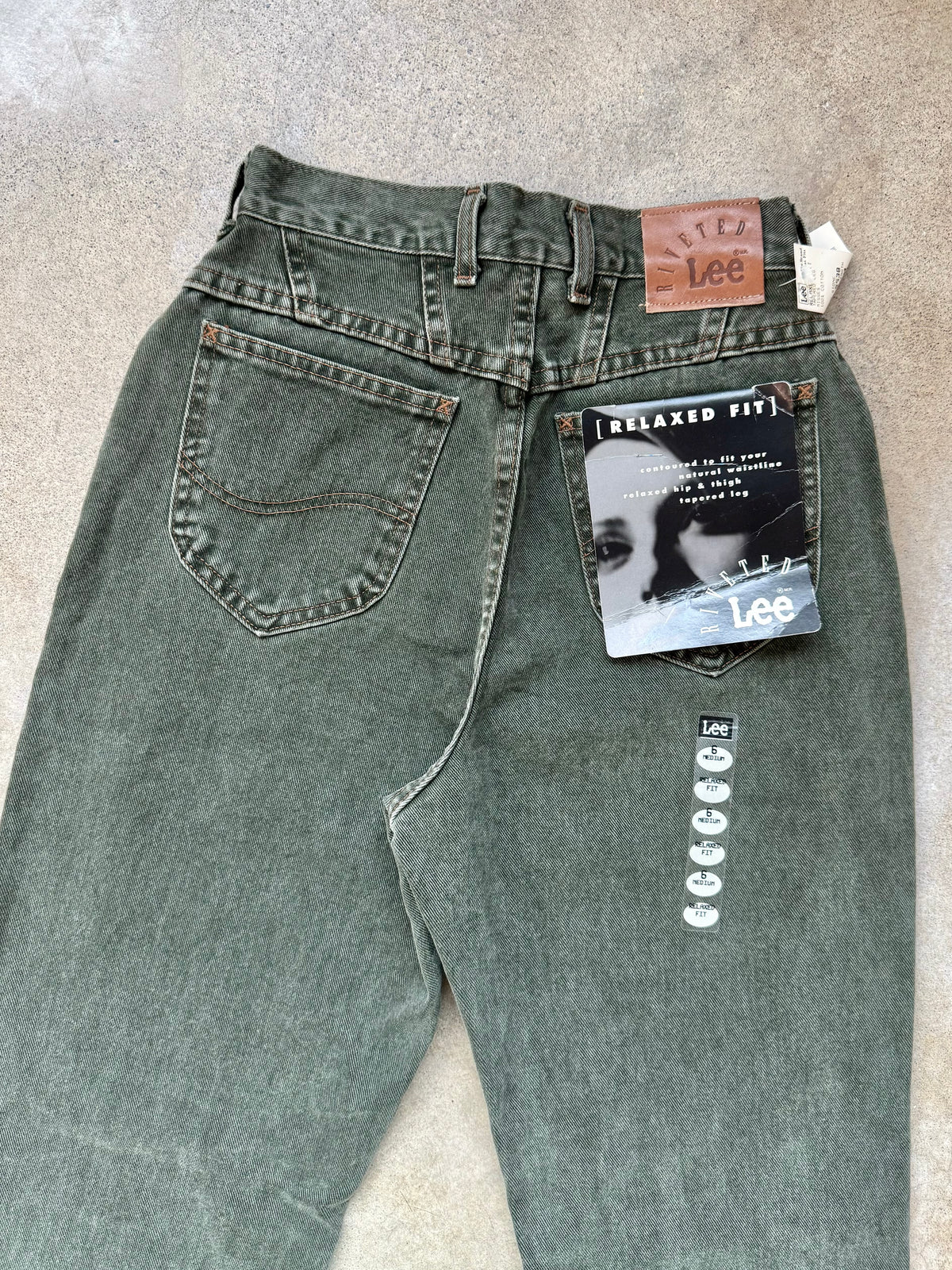 Vintage 1990s Deadstock Lee Riveted Green High-Waisted Jeans | Waist 26”
