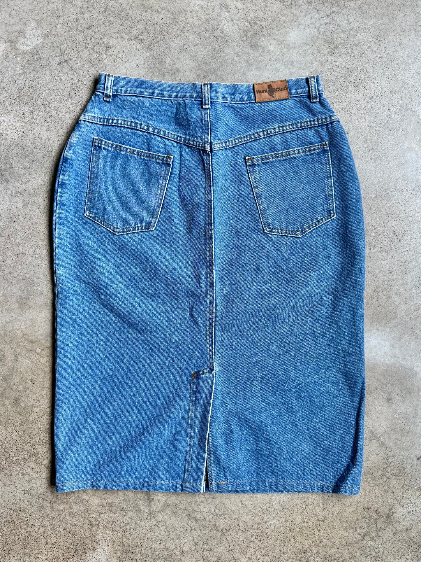 Vintage 1990s Hunt Club Denim Midi Skirt | Waist 32”