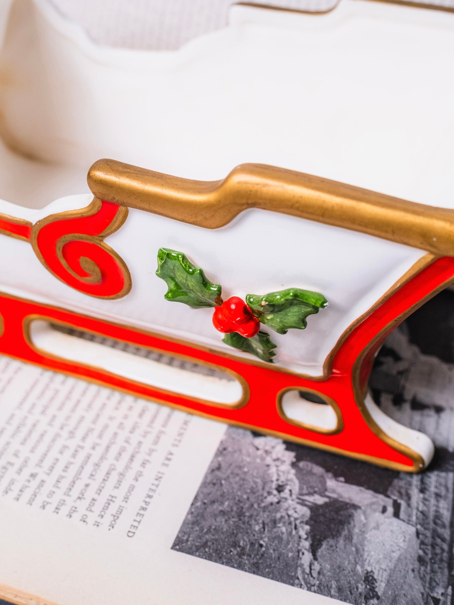 Vintage 1970s Fitz and Floyd Ceramic Santa Sleigh