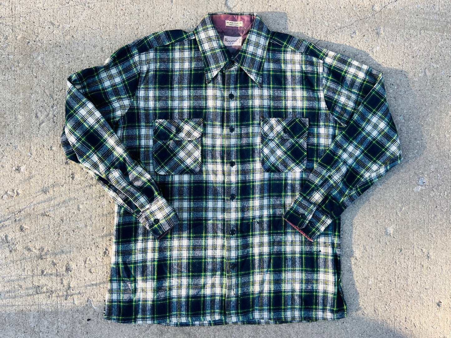 Vintage 1980s Recess Wool Flannel Button Down Shirt | Large