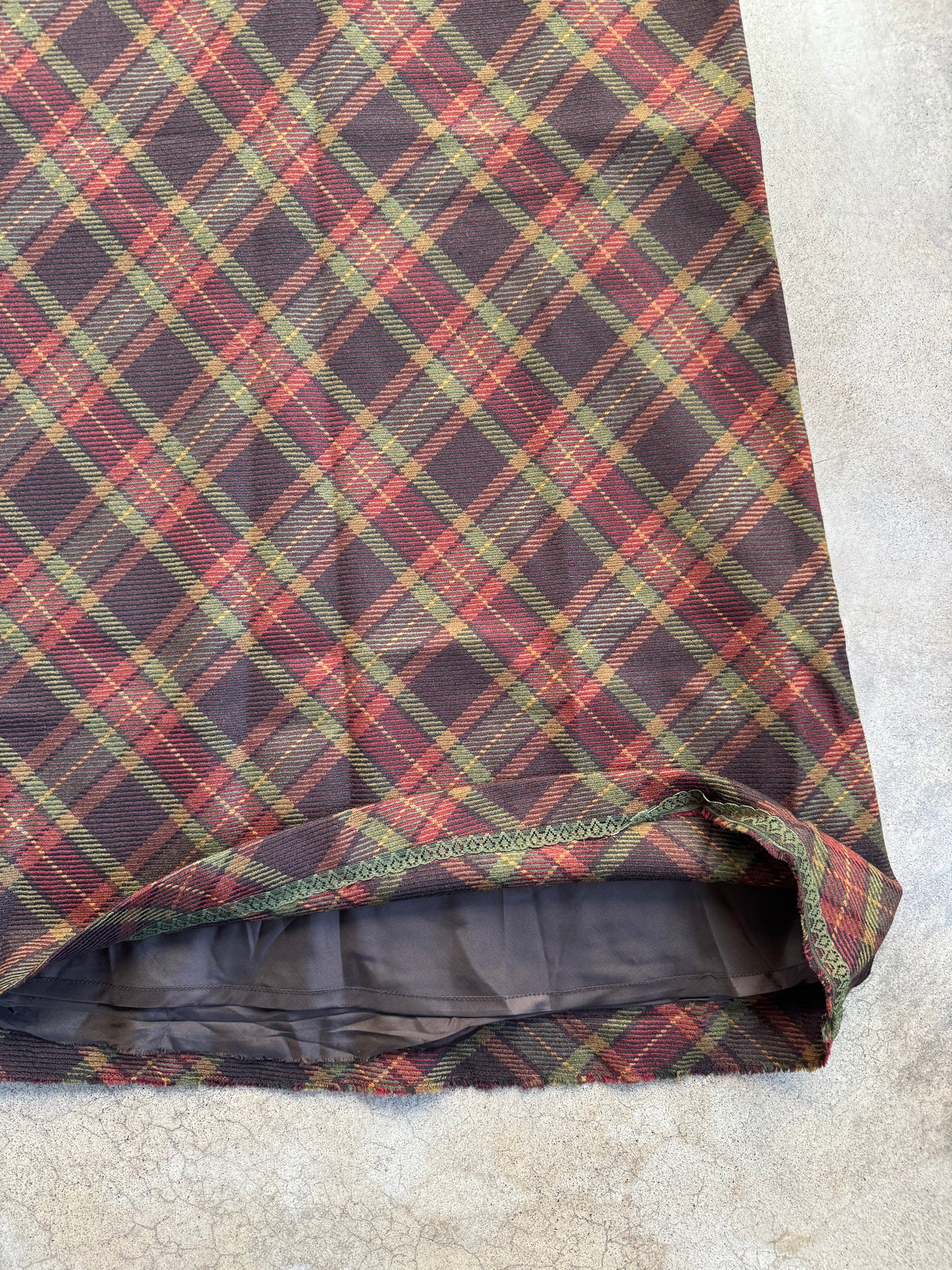 Vintage 1990s Willi Smith Italian Wool Plaid Maxi Skirt | Waist 32”