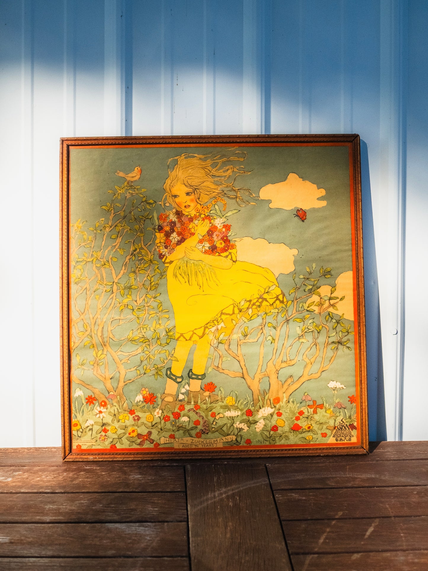 1920s Framed Franz Cizek "Herta Zuckermann" Lithograph Artwork