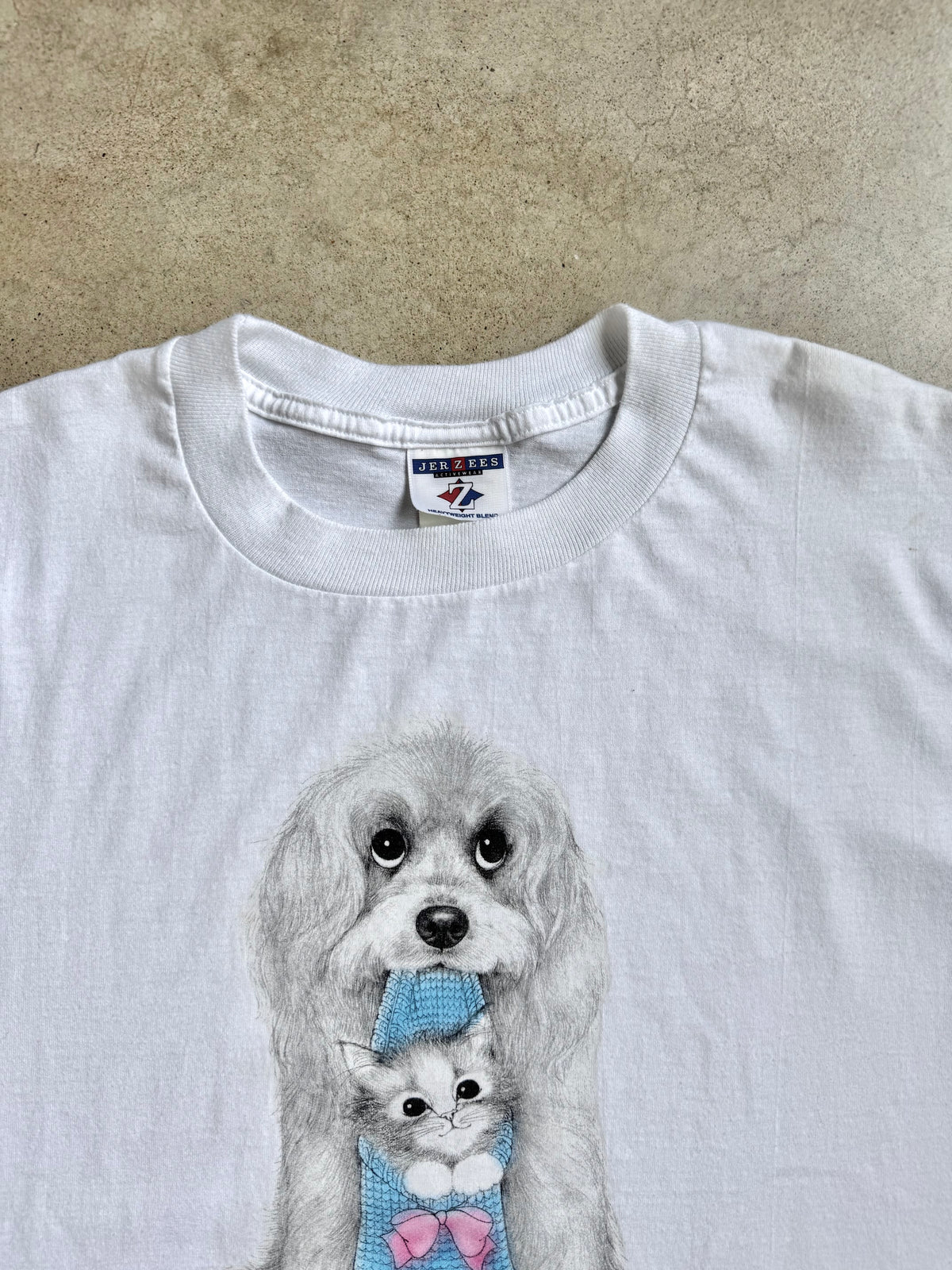 Vintage 1990s Angel Creations Dog & Kitten Graphic Tee | XL