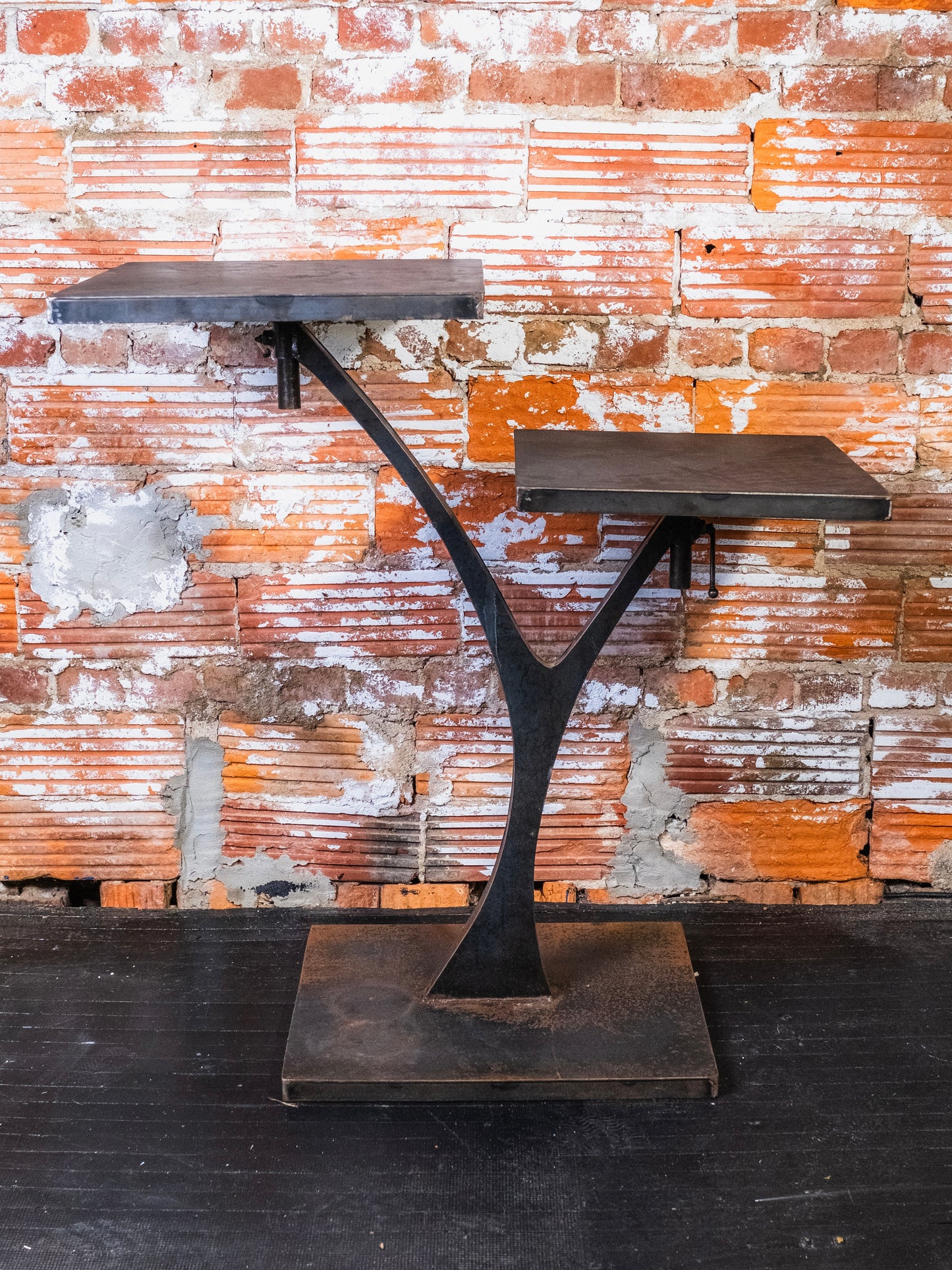 Vintage Steel Two-Tier Plant Stand